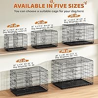 Vista 5 de Yaheetech Jaula para perros de doble puerta de 30 pulgadas con divisor para cachorros, perrera plegable de metal con bandeja extraíble, jaula