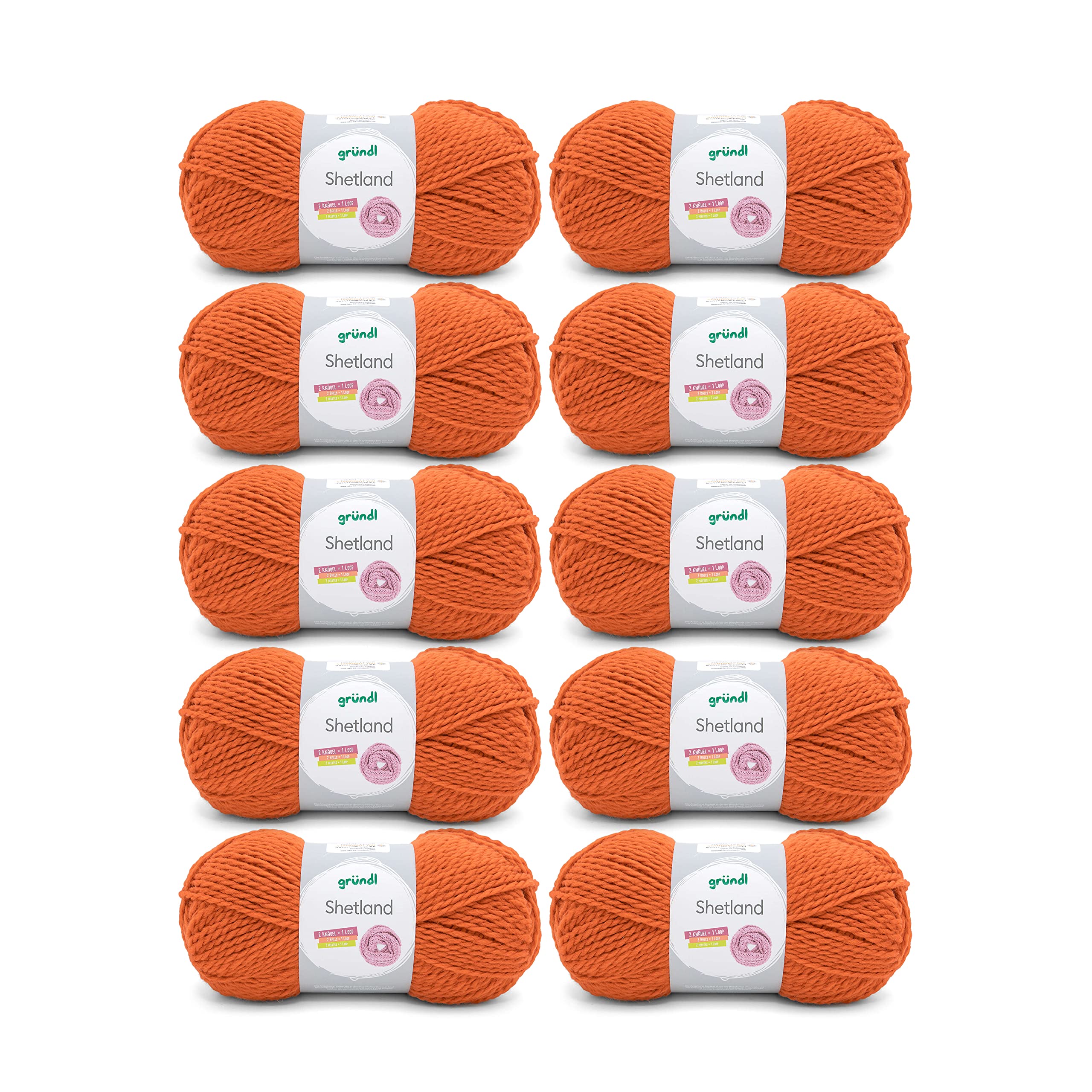Laine d’hiver douce et chaude Gründl Shetland orange pour tricoter de gros pulls douillets