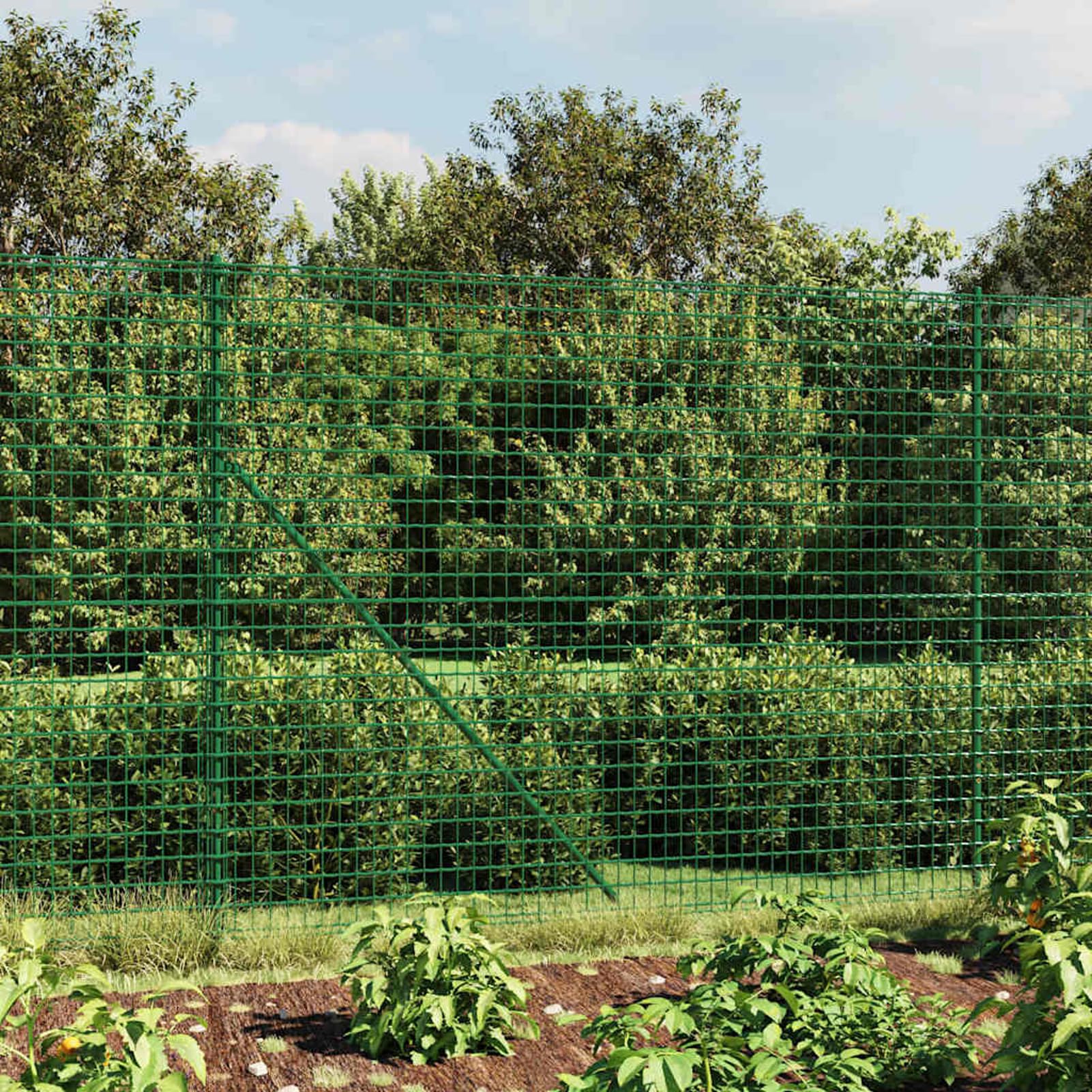 Homgoday Cerca de Alambre de Acero galvanizado Verde 2,2x25 m, Valla de Malla, Tensión Cerca Alambrada, Malla Metálica para Plantas y Animales, múltiples usos Tipo 1