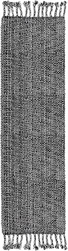 Camino de mesa 100% algodón para mesas de comedor, rectangular, tejido de dos tonos, 72 x 13 pulgadas, suave y duradero, color negro (paquete de 1)