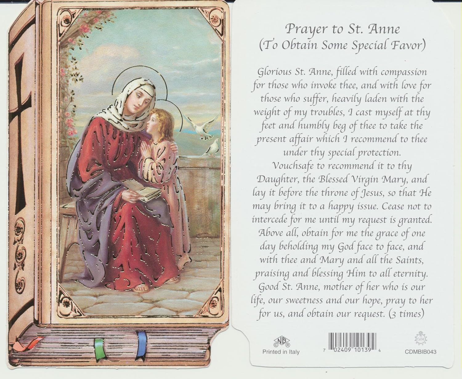 Saint Anne Holy Bible Prayer Card Patron of Mothers and