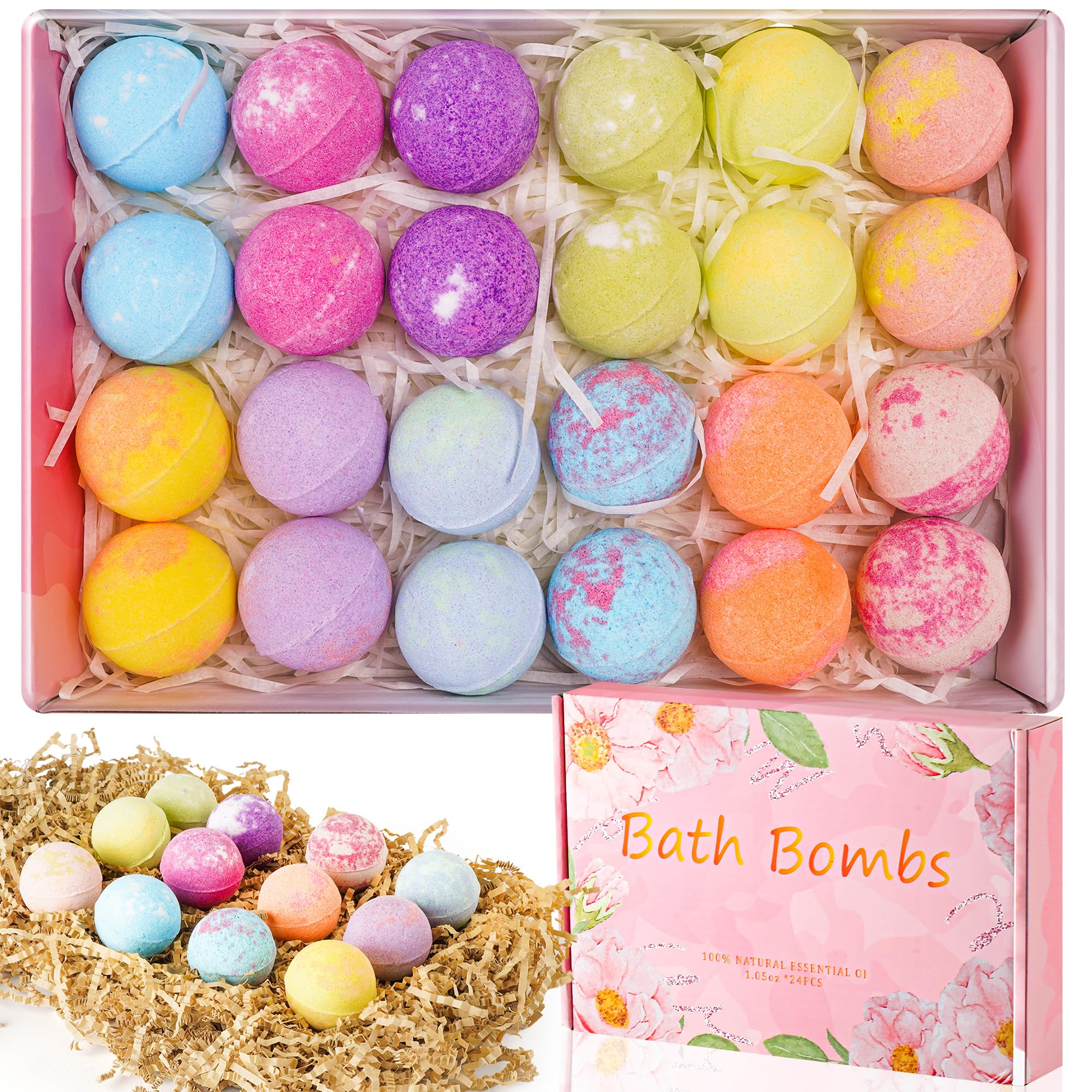 Bombas de Baño Orgánicas Naturales Veganas con Aceites Esenciales, Regalo de Spa Individual para Mujer