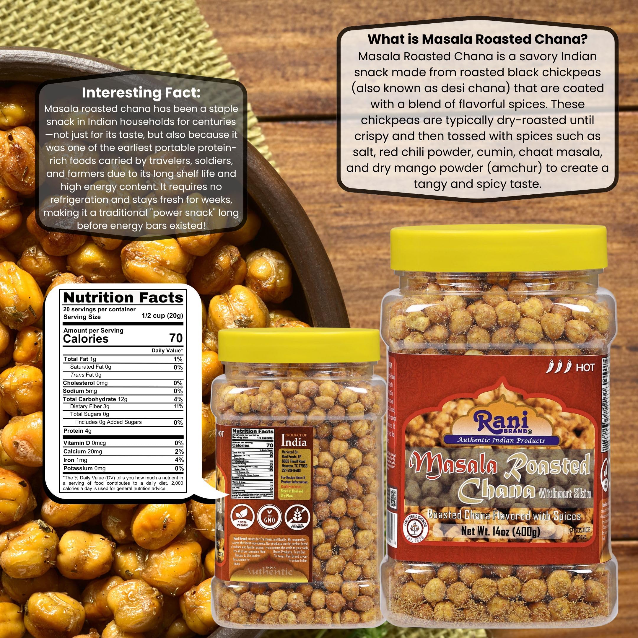 Amazon.com : Rani Roasted Chana (Chickpeas) Masala Flavor 14oz