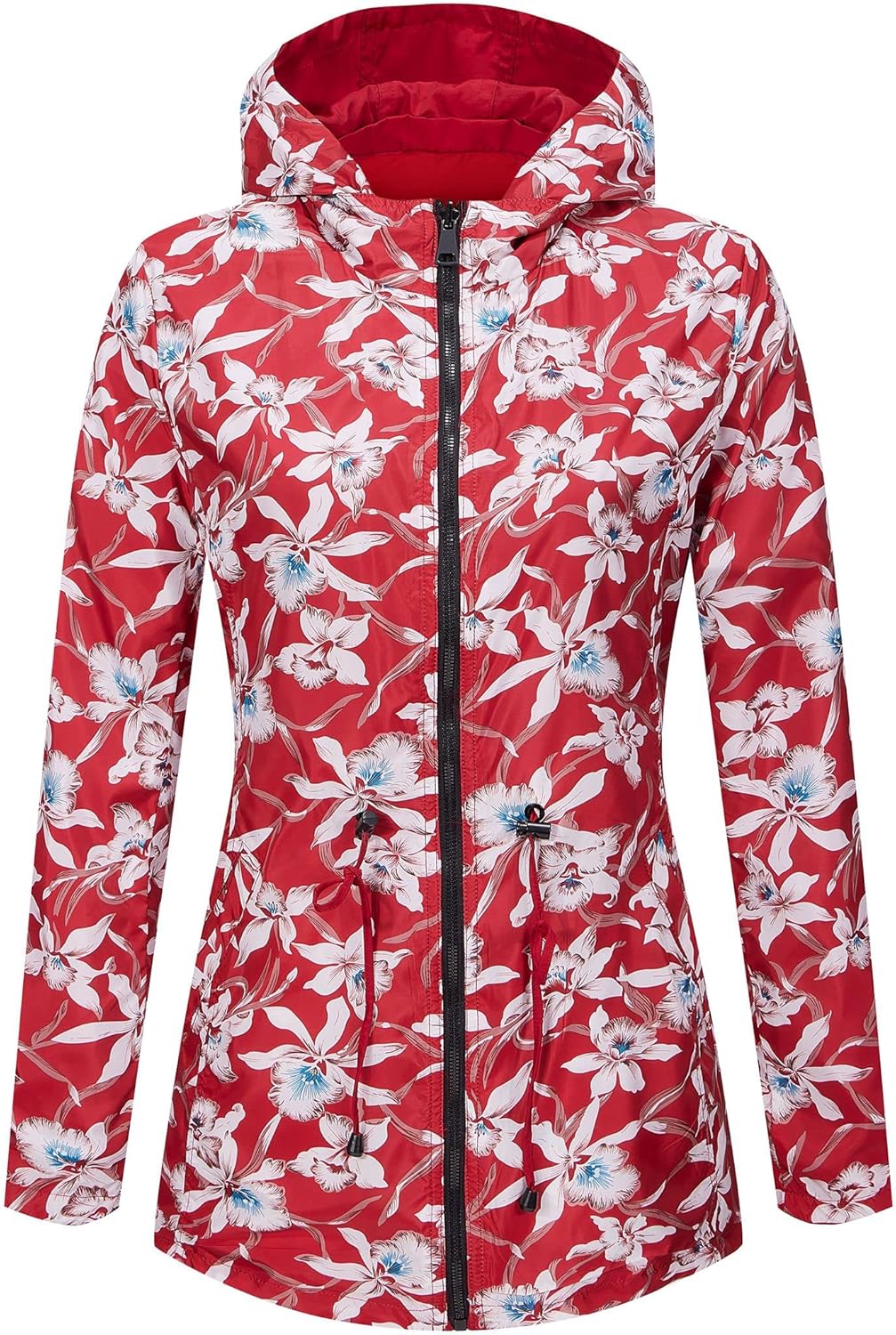 RISISSIDA Women Reversible Floral Print Jacket Hooded Spring Fall Fashion, Casual Lightweight Waterproof Thin Transition Coat