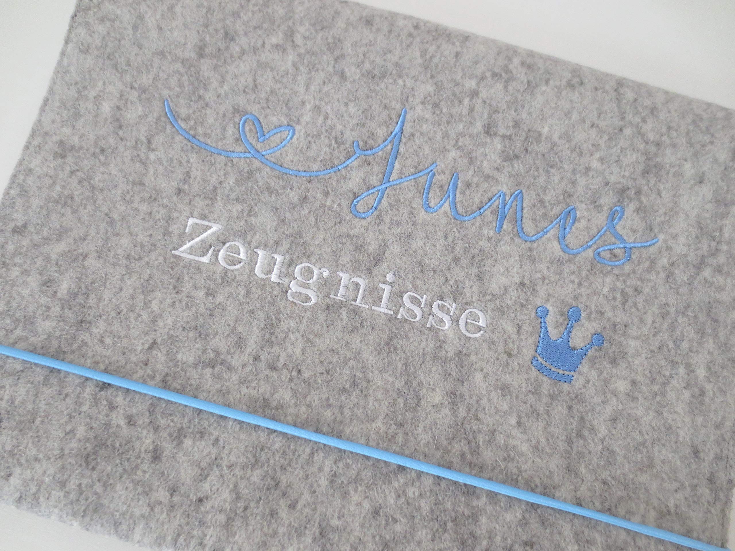 Zeugnismappe Wollfilz Mappe Zeugnisse DIN A4 Grundschule Schule"Krone"