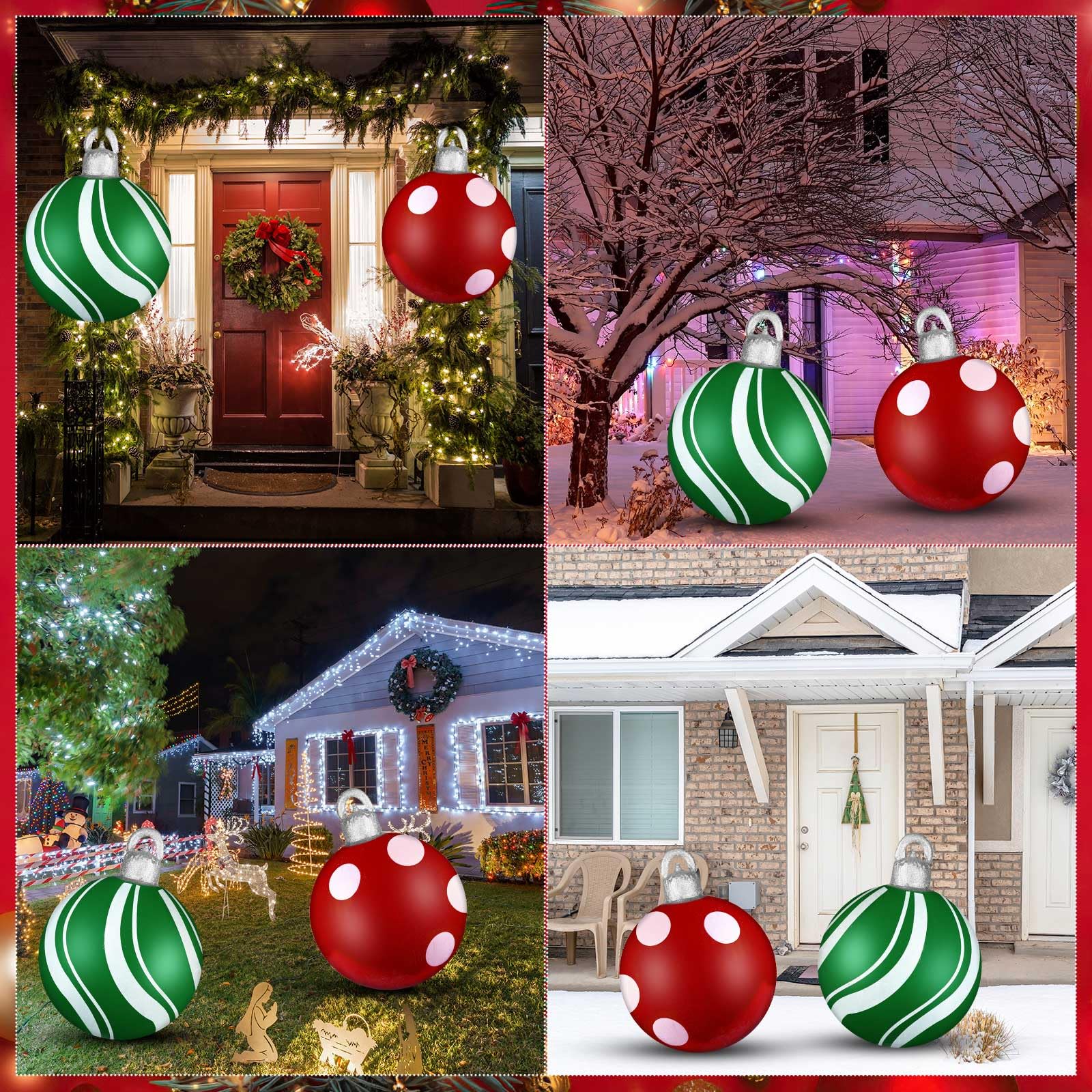 Jetec 24-Piece Christmas Inflatable Ball Ornaments - 9 Inch Black & White PVC Hanging Decor For Trees, Doors & Outdoor - View #10