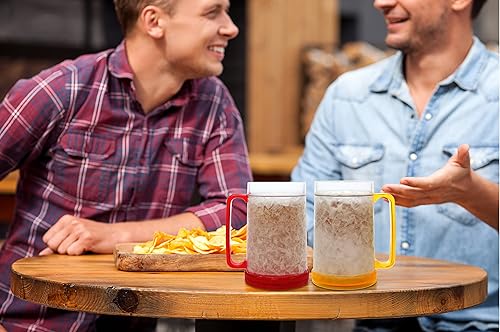 Miniatura 4 de Doble pared con tazas de gel Frosty 16oz sistema de cuatro colores variados rojo amarillo azul verde