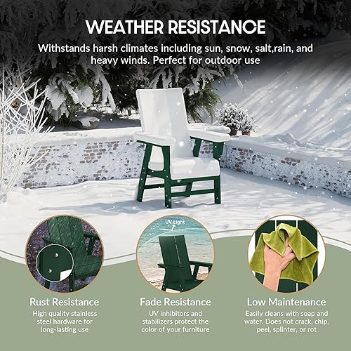 Vista 14 de WestinTrends Malibu Malibu Patio al aire libre HDPE plástico Adirondack silla comedor teca