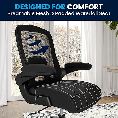 Miniatura 11 de Flash Furniture Silla giratoria grande y alta para oficina y juegos con soporte lumbar y espalda, silla de oficina ergonómica de malla con Tela