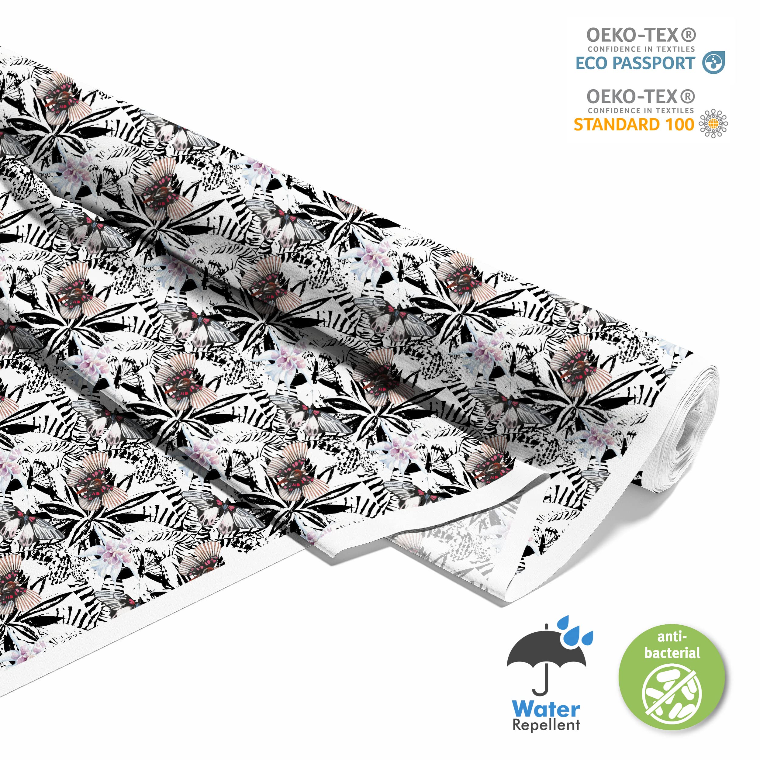 HEKO PANELS Tela Para Tapizar Impermeable Por Metro Telas Tintada Para Sofas Gruesa Resistente Al Desgaste Antimanchas Sillas Loneta Estampada Mariposas Orquídeas 5 Metros 155 x 500 cm