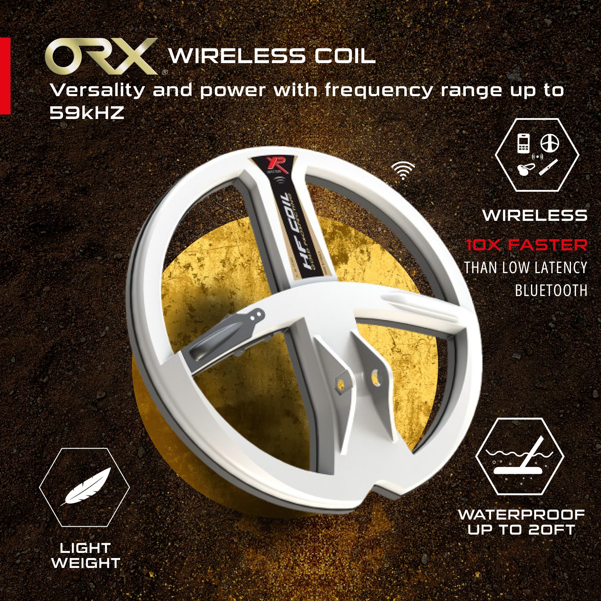 XP METAL DETECTORS 9" High Frequency Coil with 21 Frequencies Compatible with Deus and ORX detectors, Delivered with Coil Cover, Lower Stem, screwing kit and Battery (D01HF)