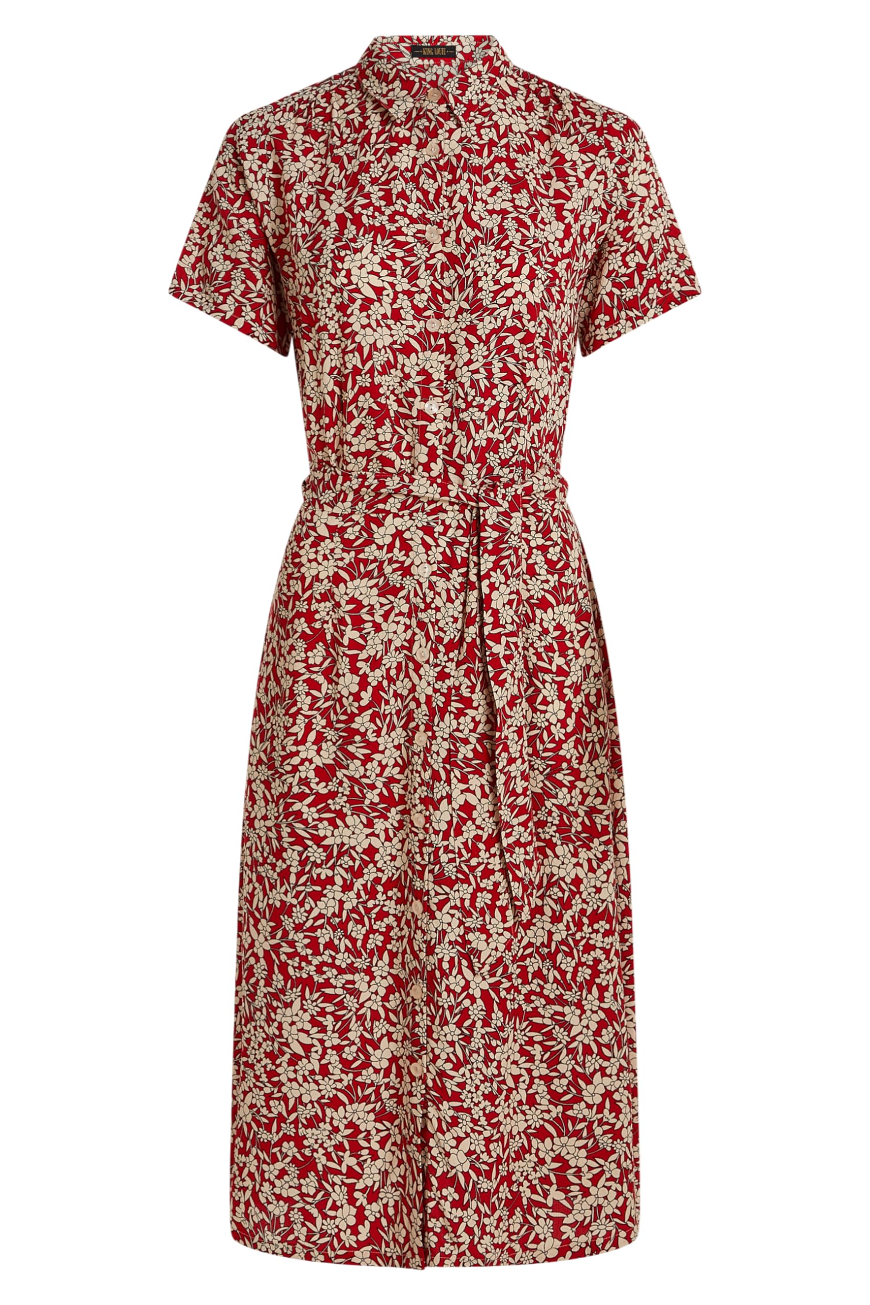 King Louie Damen Kleid mit Blumenmuster Olive Dress Paradis