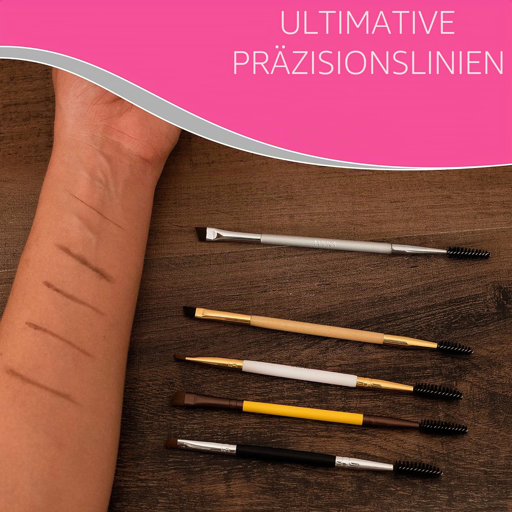 ULTIMATIVE PRÄZISION Abgewinkelt Augenbrauen Bürste Und Wimpern Bürste - Augenbrauen Pinsel Dünn Mit Wimpernbürstchen (Präzisionsapplikator) Professionelle Augenbrauenpinsel Und Wimpernbürste