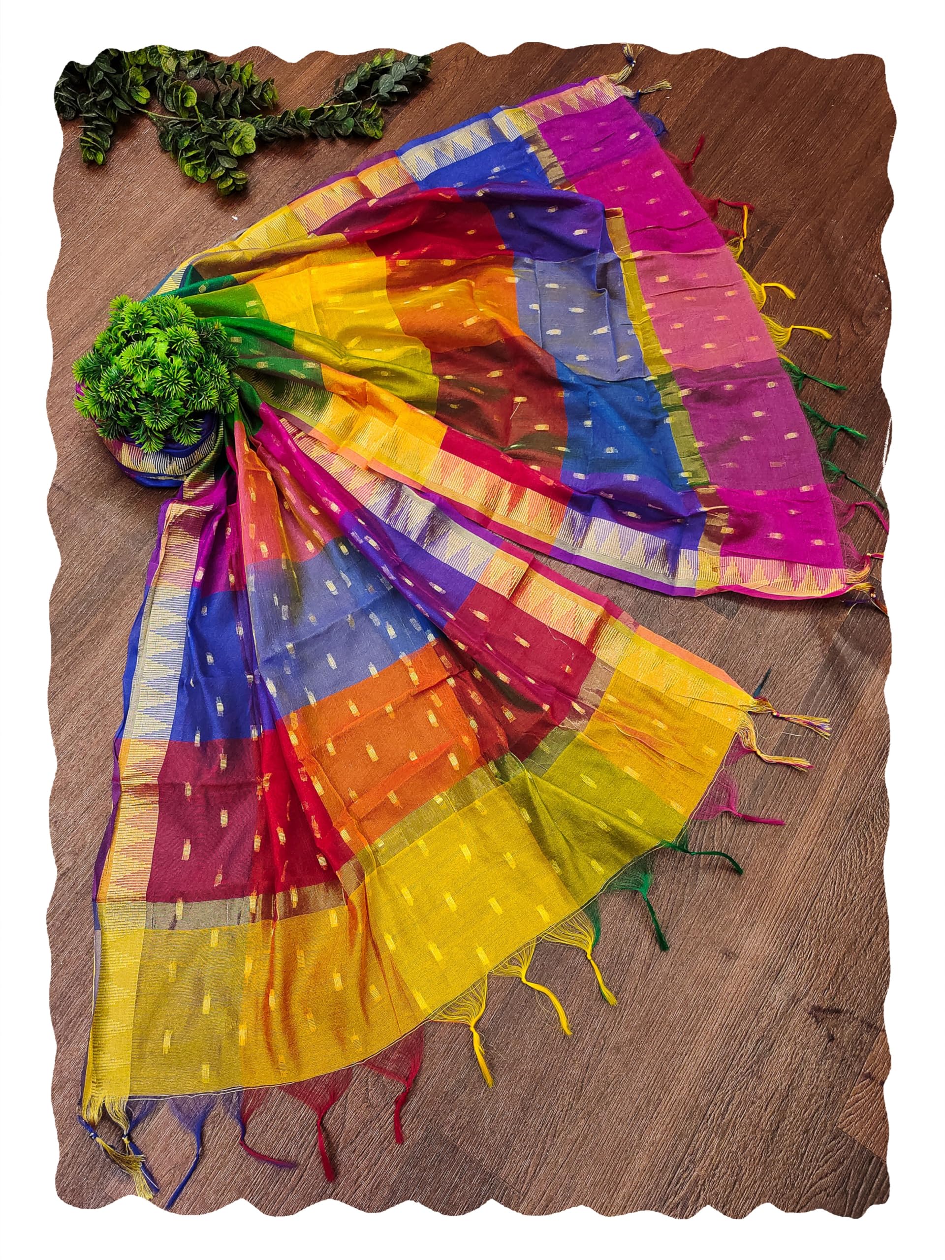 trendmalls Women's Chinon Silk Weaving MultiColor Stripes Design Dupatta (D10-Multi)-picture-13
