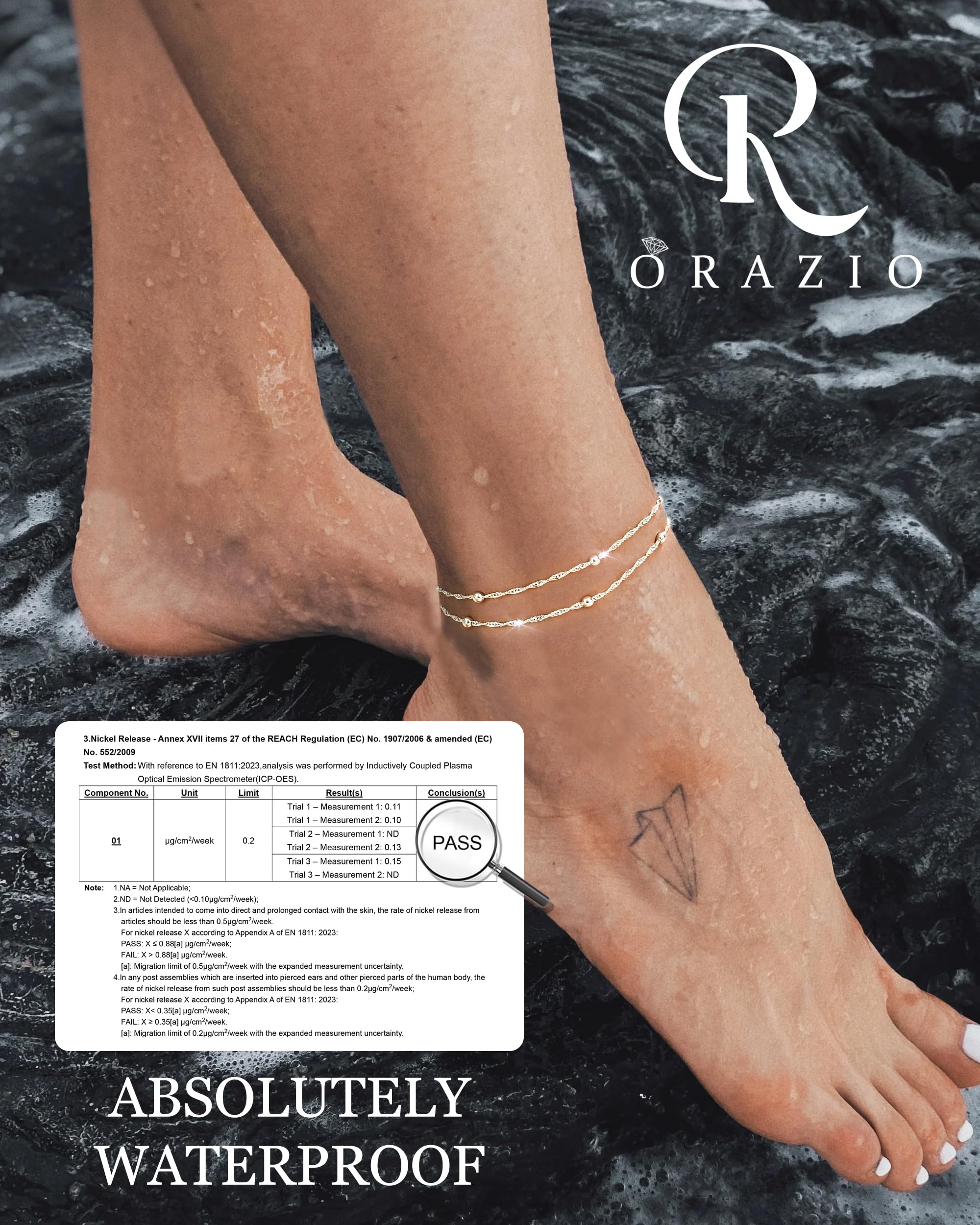 ORAZIO 925 Sterling Silver Ankle Bransoletka Wielowarstwowa Bransoletka Na Kostkę Dla Kobiet Serce Okrągła Piłka Cyrkon Wiele Style Kostki Łańcuch Regulowany Lato Plaża Biżuteria