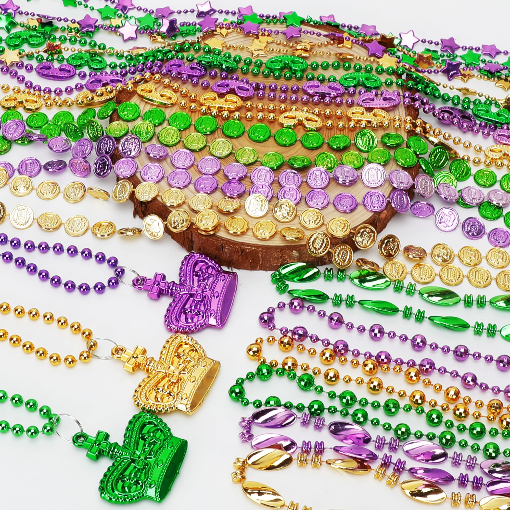 Parade Throws Bulk 100-Piece Mardi Gras Bead Set Assorted