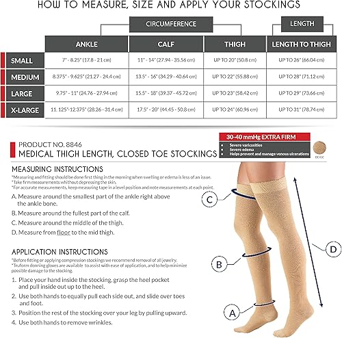 Miniatura 2 de Truform 8846, Medias de compresión, hasta el muslo, punta cerrada, 30-40 mmHg, beige