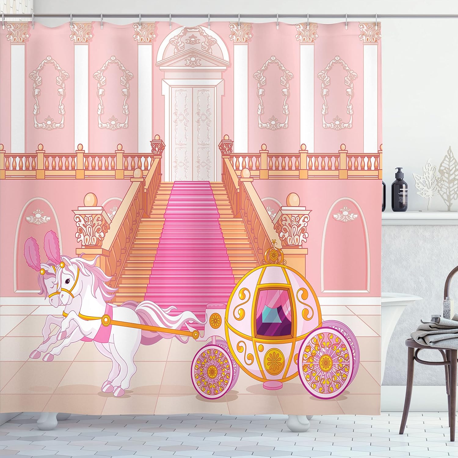 Ambesonne Ocean Shower Curtain, Gravelly Bottom and Wavy Surface Tropic Seascape Abyss Underwater Sunny Day Aquatic Deep Scene, Cloth Fabric Bathroom Decor Set with Hooks, 69" W x 70" L, Ivory Blue