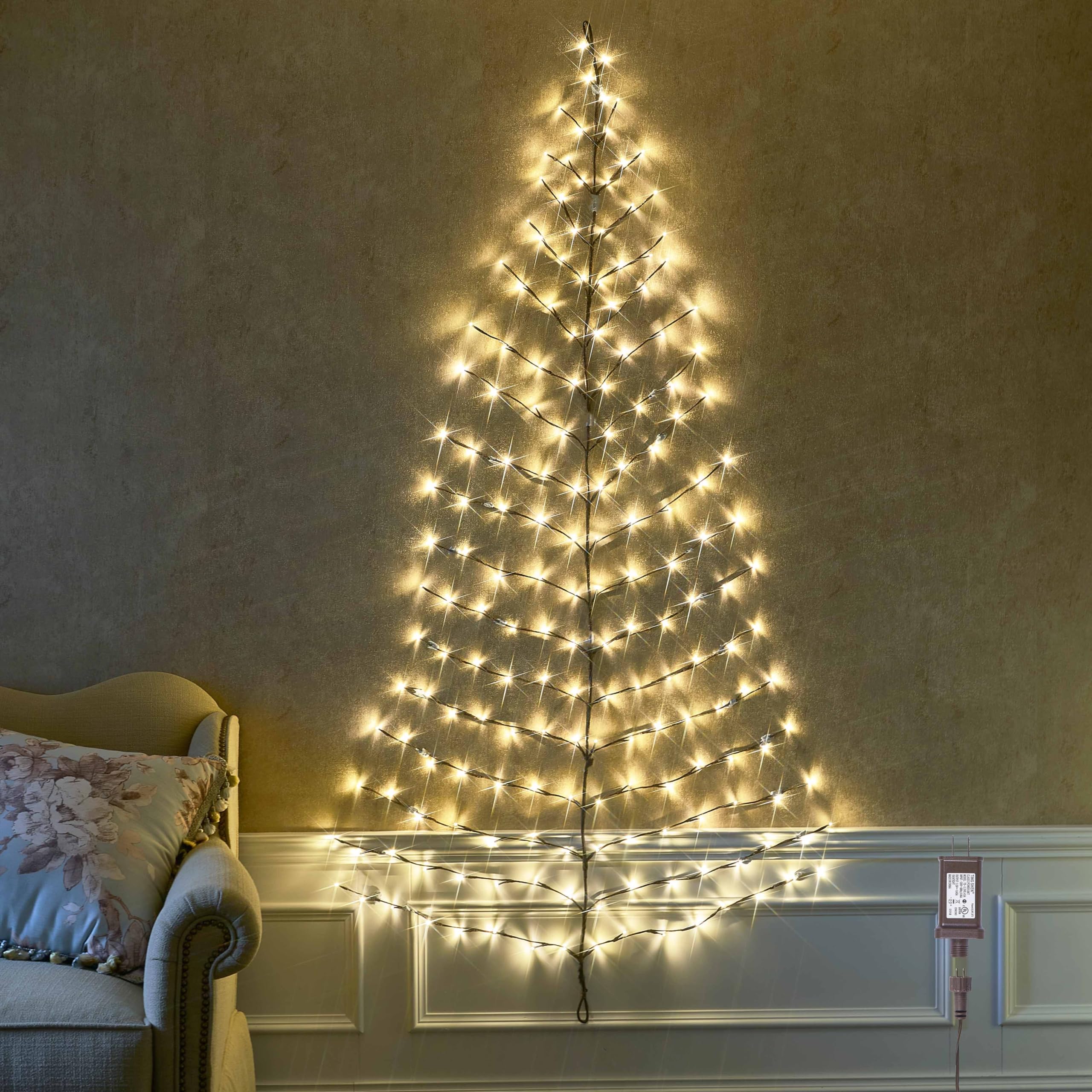 BAOLITVINE Albero di Natale illuminato da parete, 1,8 m, 180 luci per la decorazione domestica, albero artificiale, luci di salice per Natale, decorazione interna ed esterna