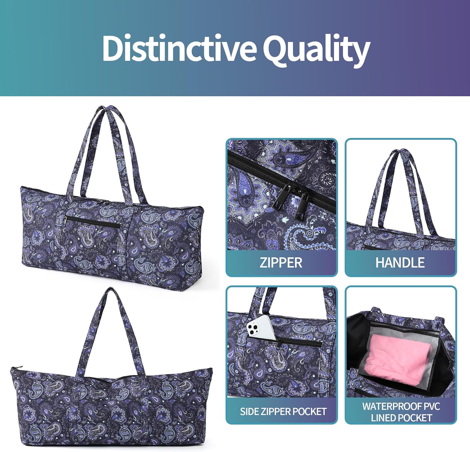 Boulder Bee | Yoga Mat Bag | Large Yoga Mat Carrier with Wet Pocket | Yoga Gifts | Gym Tote Bag for Women - Image 4