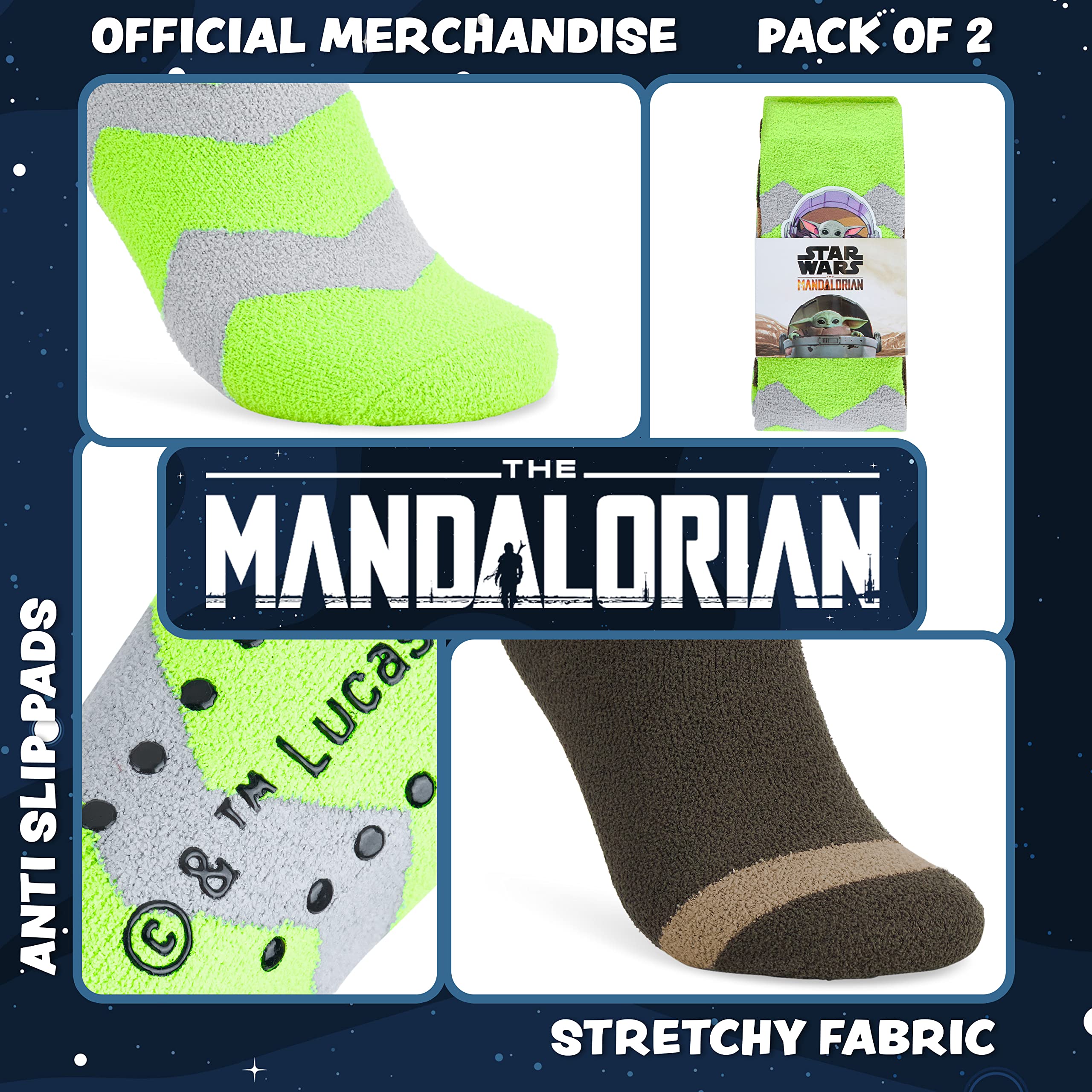 Disney The Mandalorian Calcetines Antideslizantes Hombre, Pack de 2, Baby Yoda Regalo