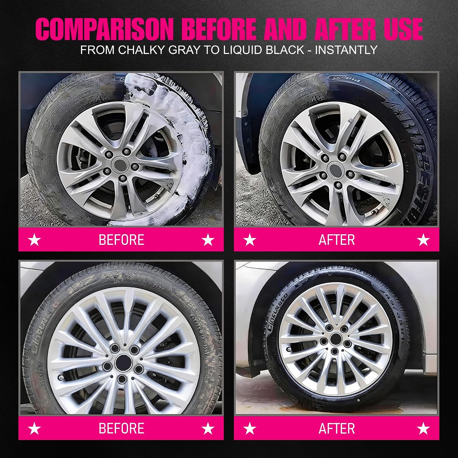 Tire Rubber Refurbishing Coating – 500ml Ceramic Tire Shine and Protectant, Long Lasting Tire Coating Restores Faded Rubber, UV Protection, Non-Greasy Matte Finish for Cars Trucks SUVs
