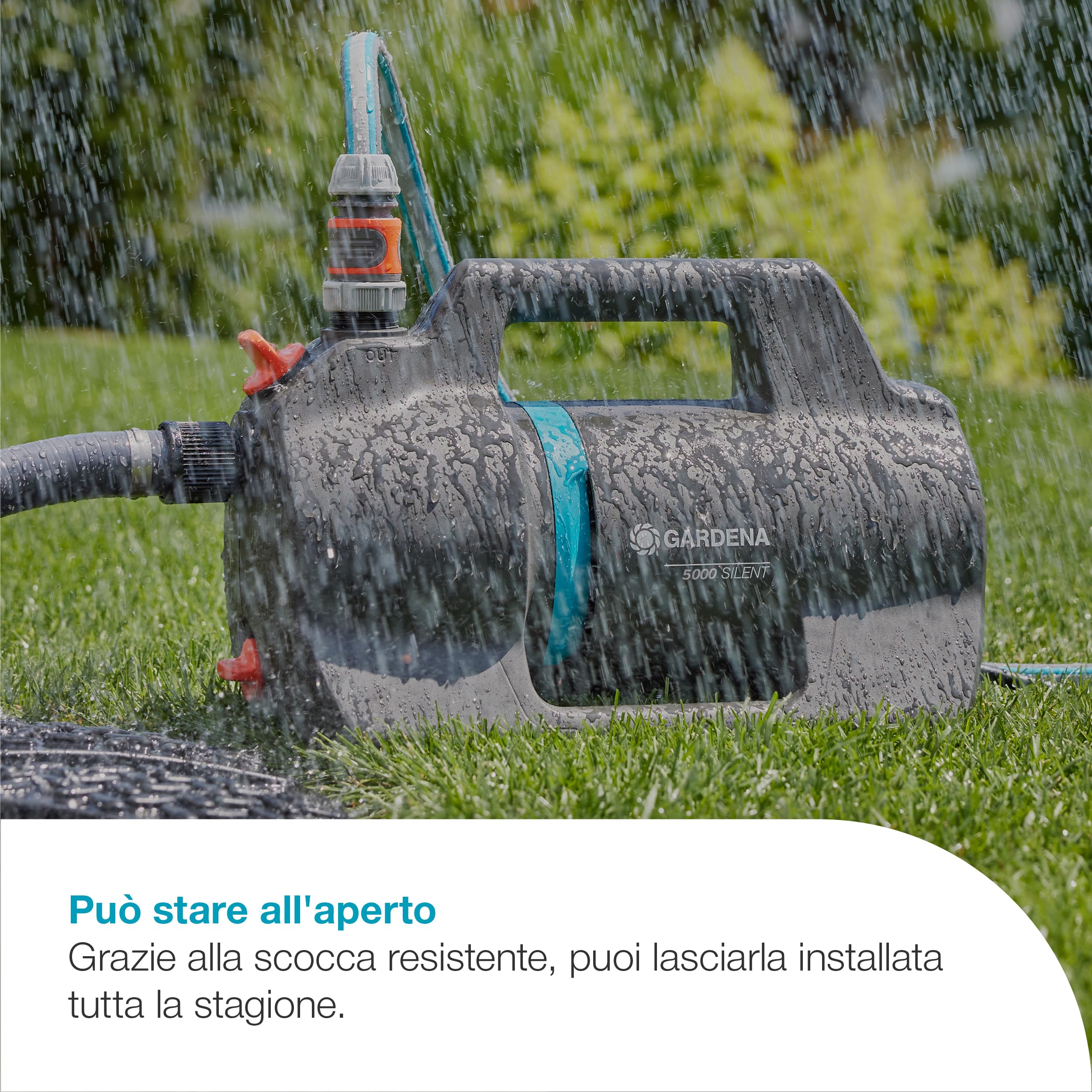 Gardena Pompa da Giardino 5000 Silent Pompe: 26% di portata in più a parità di consumo energetico rispetto al modello precedente*, Tecnologia silenziosa (9080-20 9080-62 9080-61 9080-52)