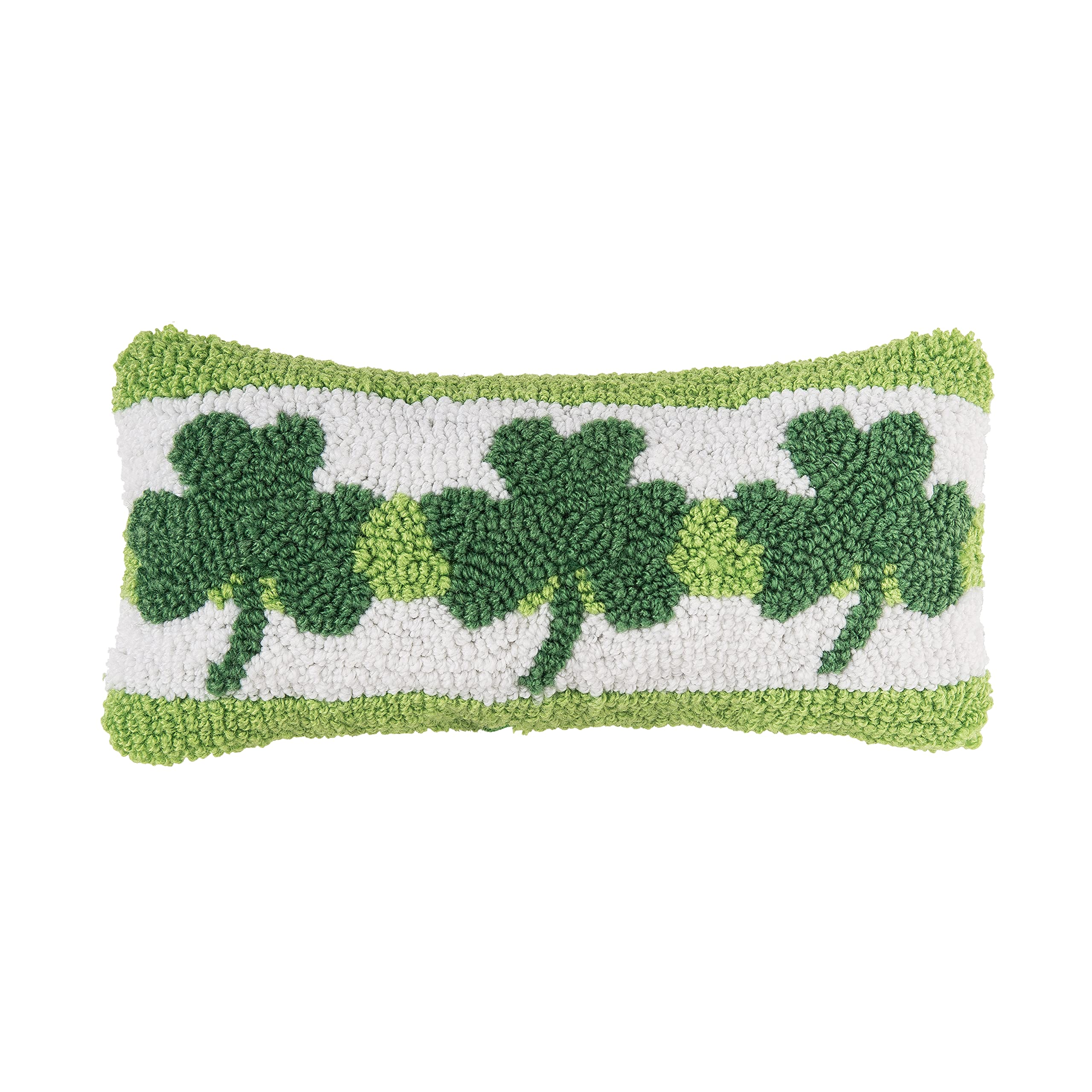 C&F Home Trio 3 Leaf Clovers St. Patrick's Day Hooked Small Petite Mini Accent Pillow 6" x 12" St Pattys Day Ireland Irish Shamrocks Spring Springtime Home Living Room Sofa Couch Chair Decor
