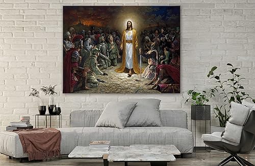 Miniatura 5 de SpiritualHands Decoración de pared de Jesús, póster de pared con cruz cristiana, arte de pared con la Biblia de oración de Judá, religioso de Judá,