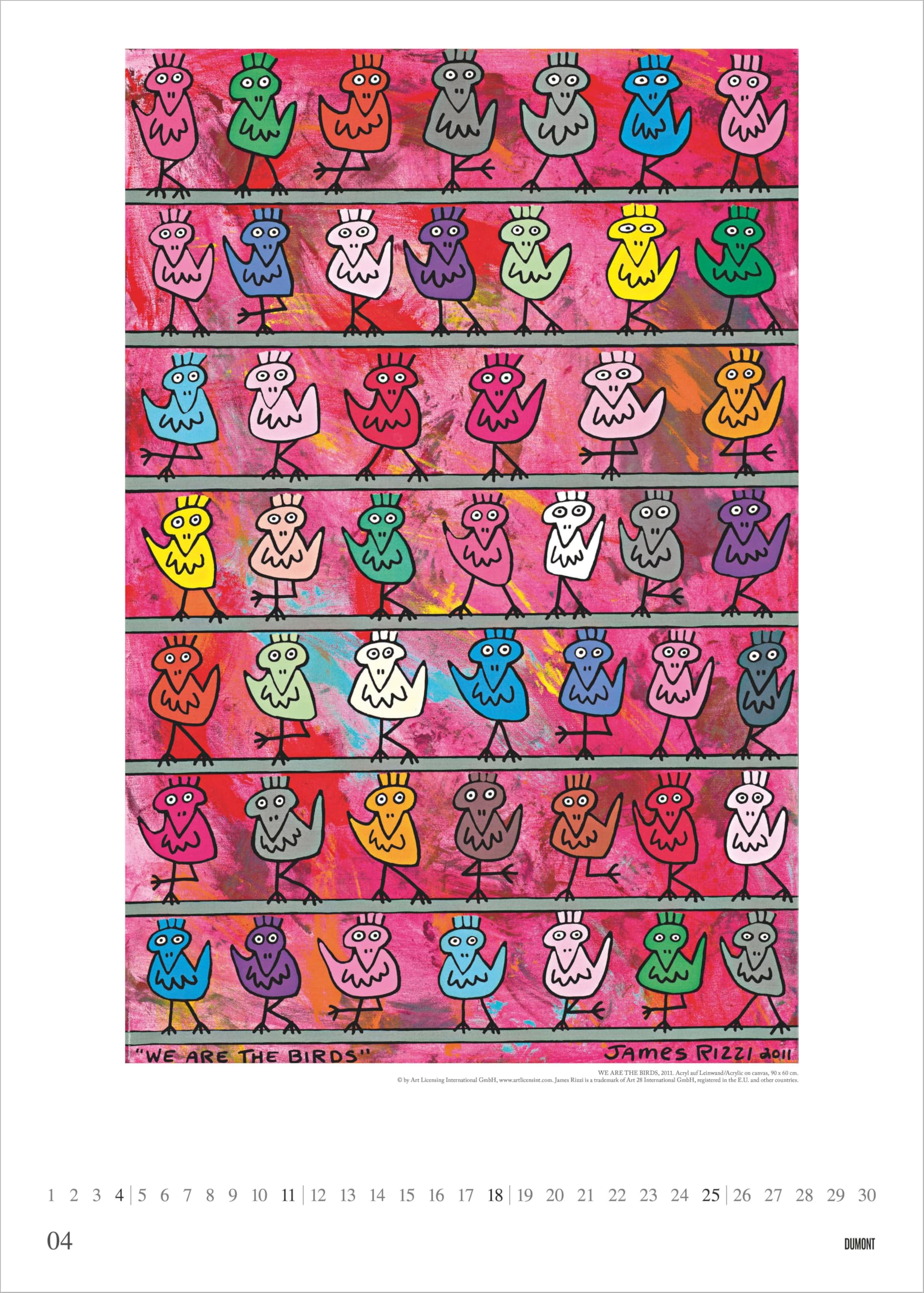 James Rizzi 2027: Kunstkalender 50x70 cm mit Pop Art voller Lebensfreude von Rizzi und sprachneutralem Kalendarium