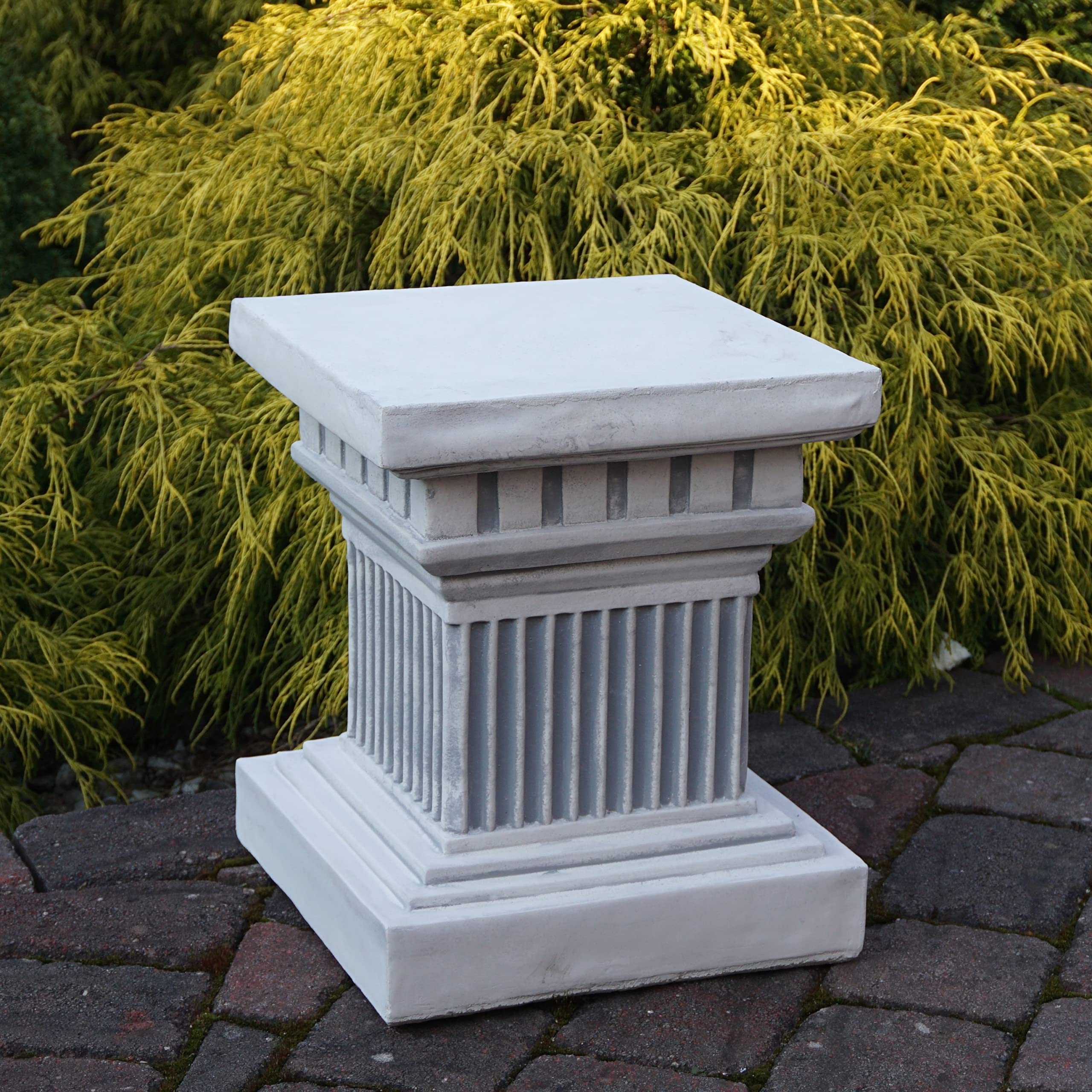 gartendekoparadies.de Socle carré, socle en pierre, H 42 cm, surface au sol 35 x 35 cm, 74 kg, gris, résistant au gel en fonte de pierre, pour extérieur
