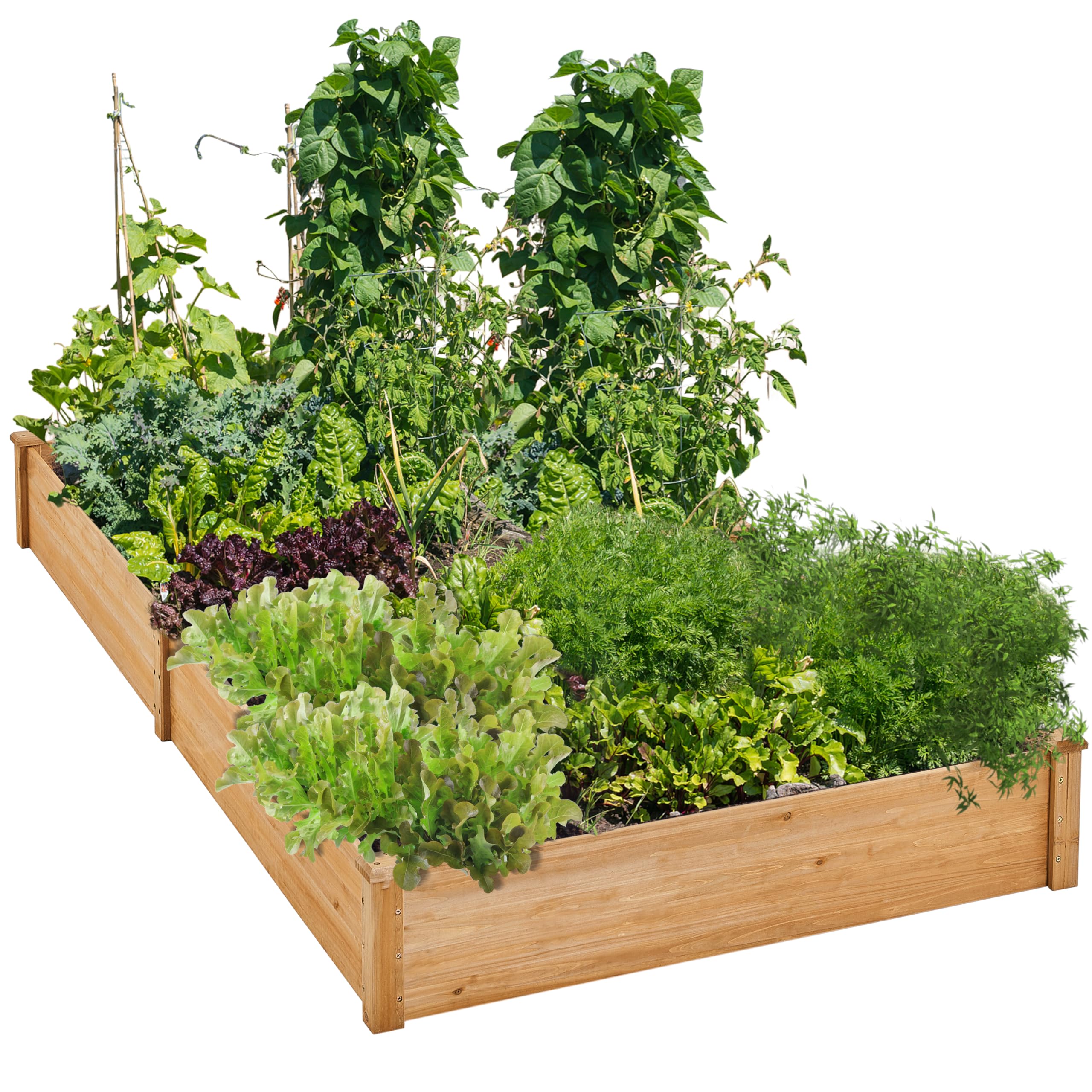 Yaheetech Huerto Urbano Terraza Cama Elevada de Jardín Kit Jardineria Exterior de Madera para Jardín Patio Invernadero Terraza 234,5x120,5x25,2 cm