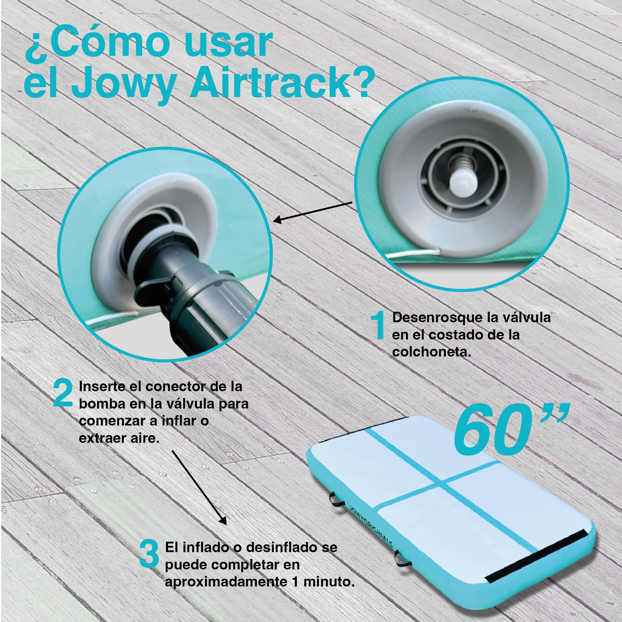 Colchoneta Airtrack Inflable con Bomba para Gimnasia, Yoga y Entrenamiento, Impermeable, Portátil