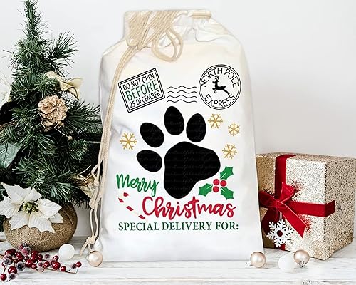 Miniatura 3 de Jolly Jon Sacos de Santa Claus para perro sacos de Navidad grandes para mascotas sacos de Papá Noel con cordón bolsas de Navidad de 19 x 26 pulgadas