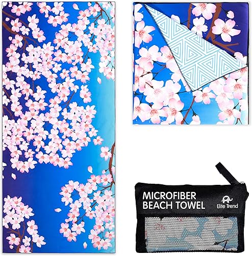 Elite Trend Toalla de secado rápido extra grande de 78 x 35 pulgadas, toalla de playa de microfibra, perfecta para la playa, viajes, natación,