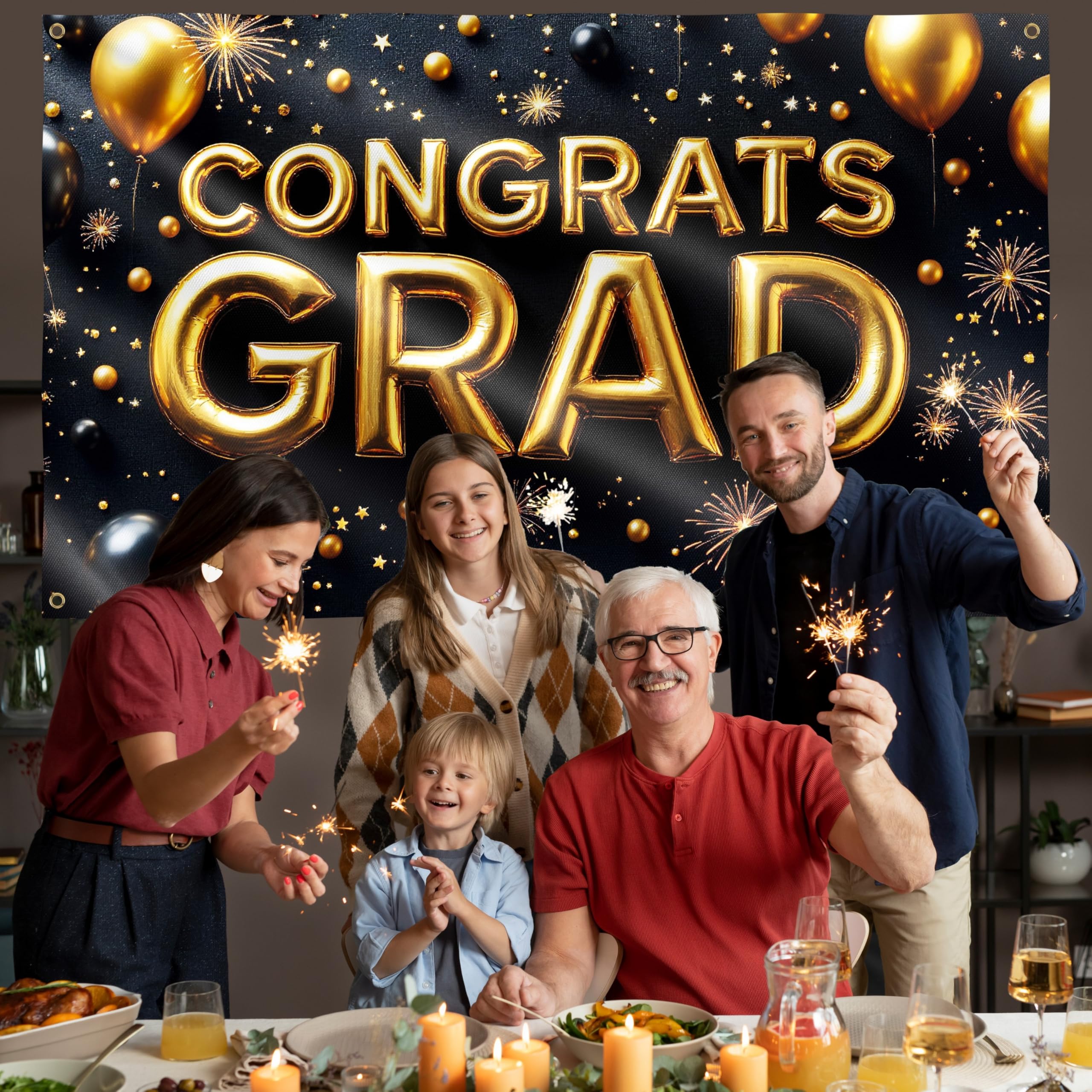 Congrats Grad Banner, Graduation Decorations 5x3ft, Congratulations Banner, Well Done, We Are So Proud of You - Image 6