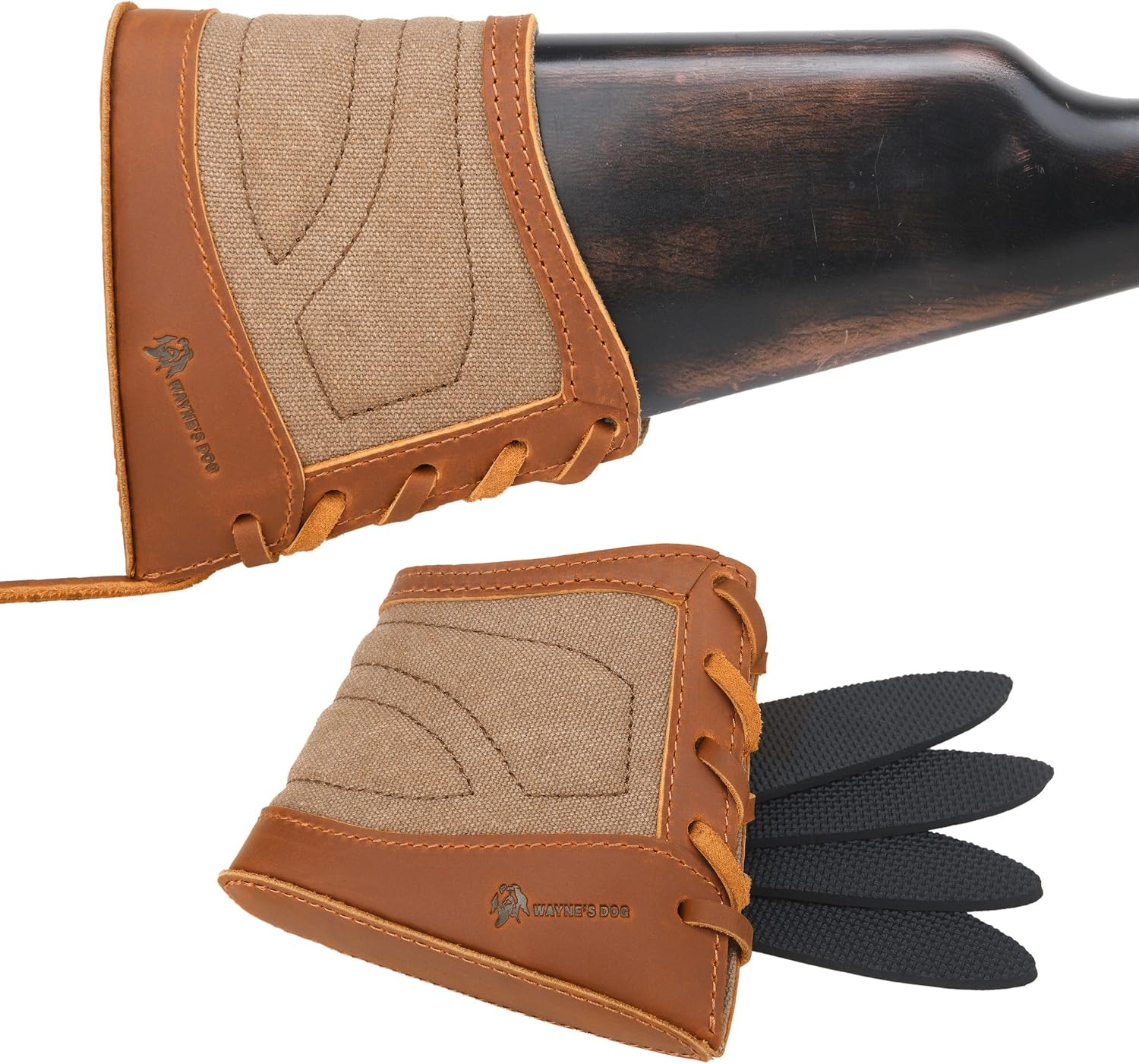 Cowhide Leather Slip On Gun Recoil Pad, Rifle Shotgun Stock Reducing Sleeve