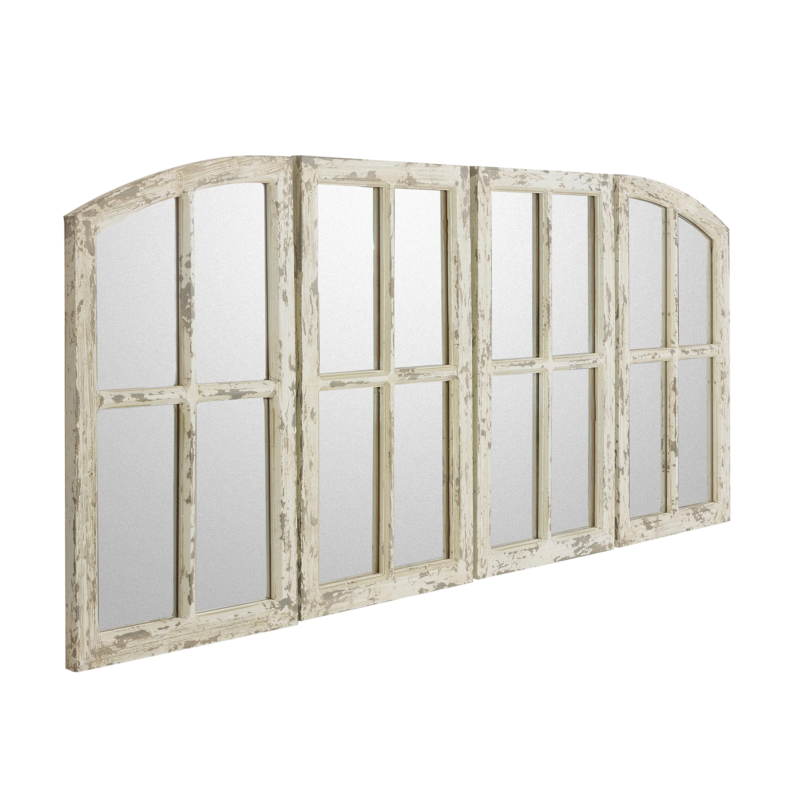 Raelynn Arch Window Pane Mirrors (Set of 4) - Walnut 27" H