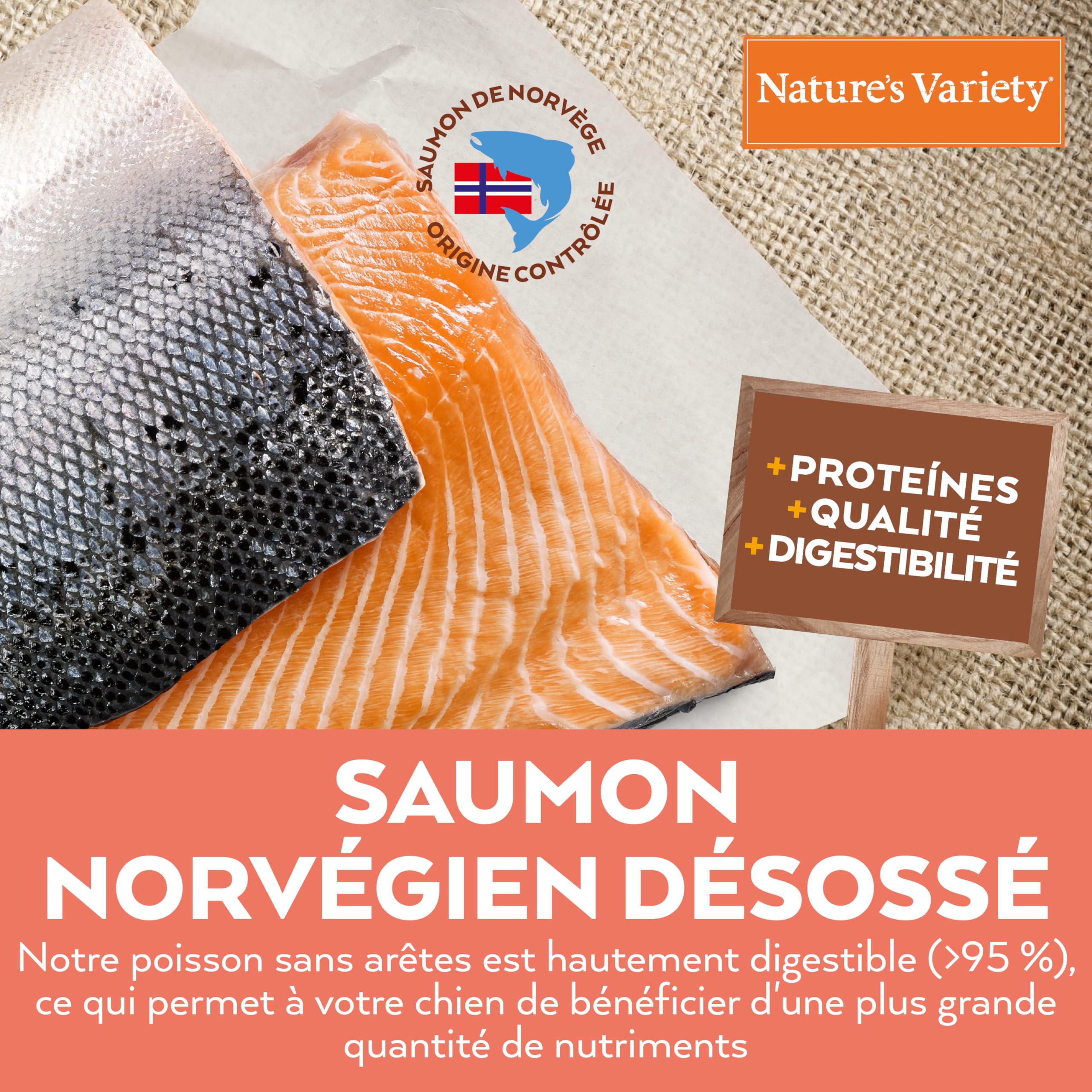 Nature's Variety No Grain Croquettes pour Chiens Adultes - Saumon Norvégien - 12kg