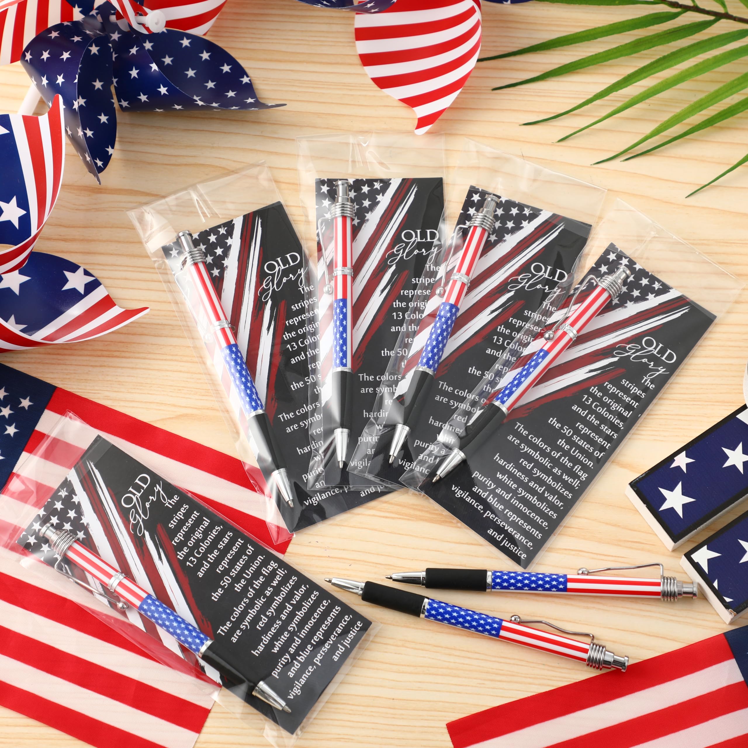 Motiskyy Długopisy z amerykańską flagą na Dzień Weteranów USA Patriotyczne zakładki z okazji Dnia Patriotyki, prezenty, czarny żelowy atrament, długopis do podpisywania upominków dla weteranów (24