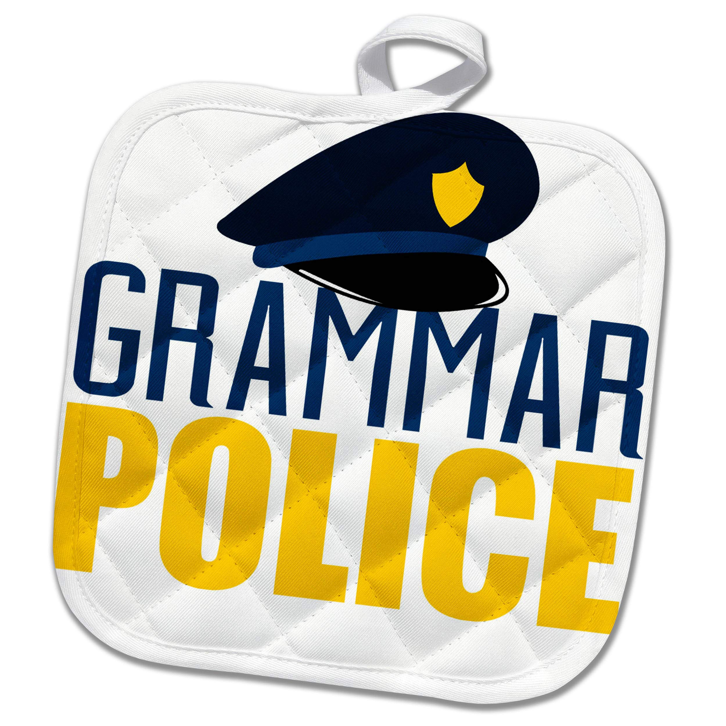 8x8 Potholder - Grammar Police with A Police Hat Graphic Quotes and Sayings