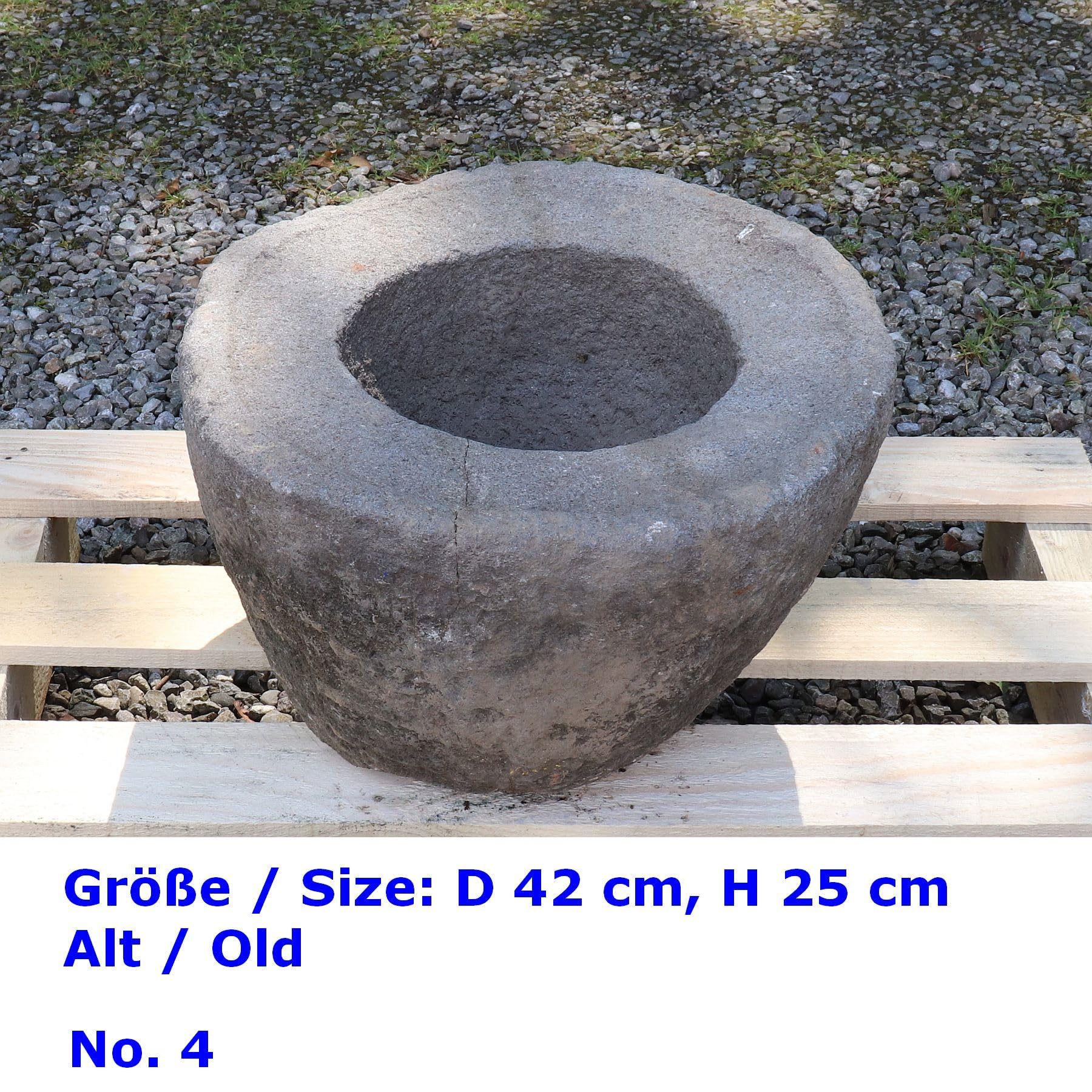 STONE art & more Antiker Steintrog, Mörser, Lumpang, D ca. 40cm, Naturstein, frostfest