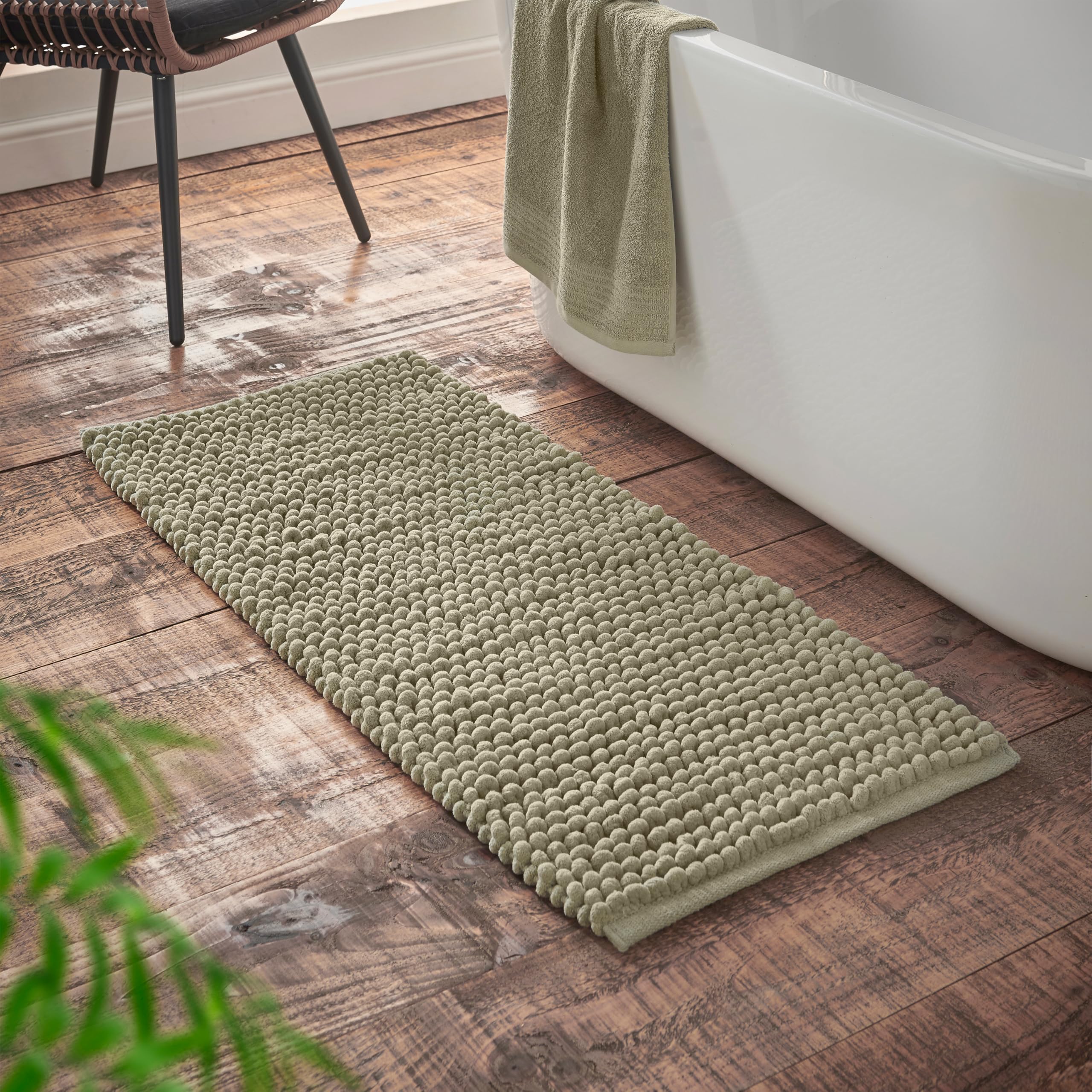 Bianca  Aspen Bobble Bath Mat - Sage Green - 50x120cm