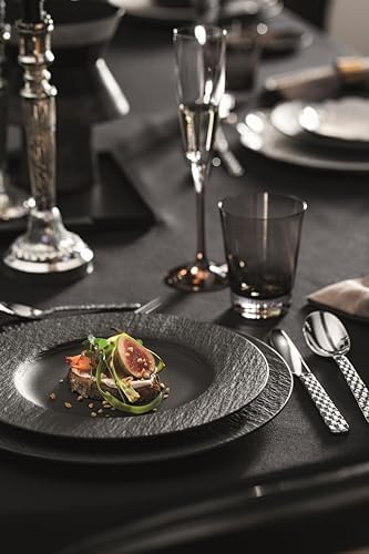 Villeroy & Boch Manufacture Rock talerze obiadowe, 6 talerzy, porcelana Premium, można myć w zmywarce, można używać w kuchence mikrofalowej, kolor czarny