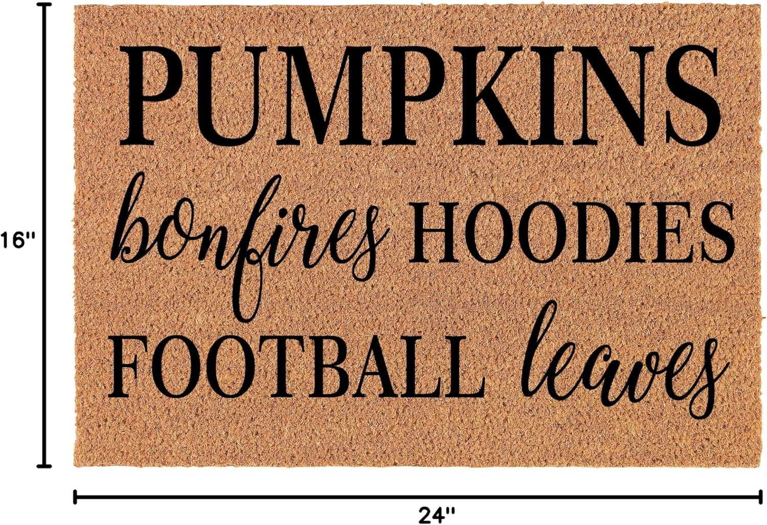 Welcome Doormat Natural Coco Coir Door Mat Pumpkins Bonfires Hoodies Football Leaves Fall Thanksgiving Halloween (24" x 16")