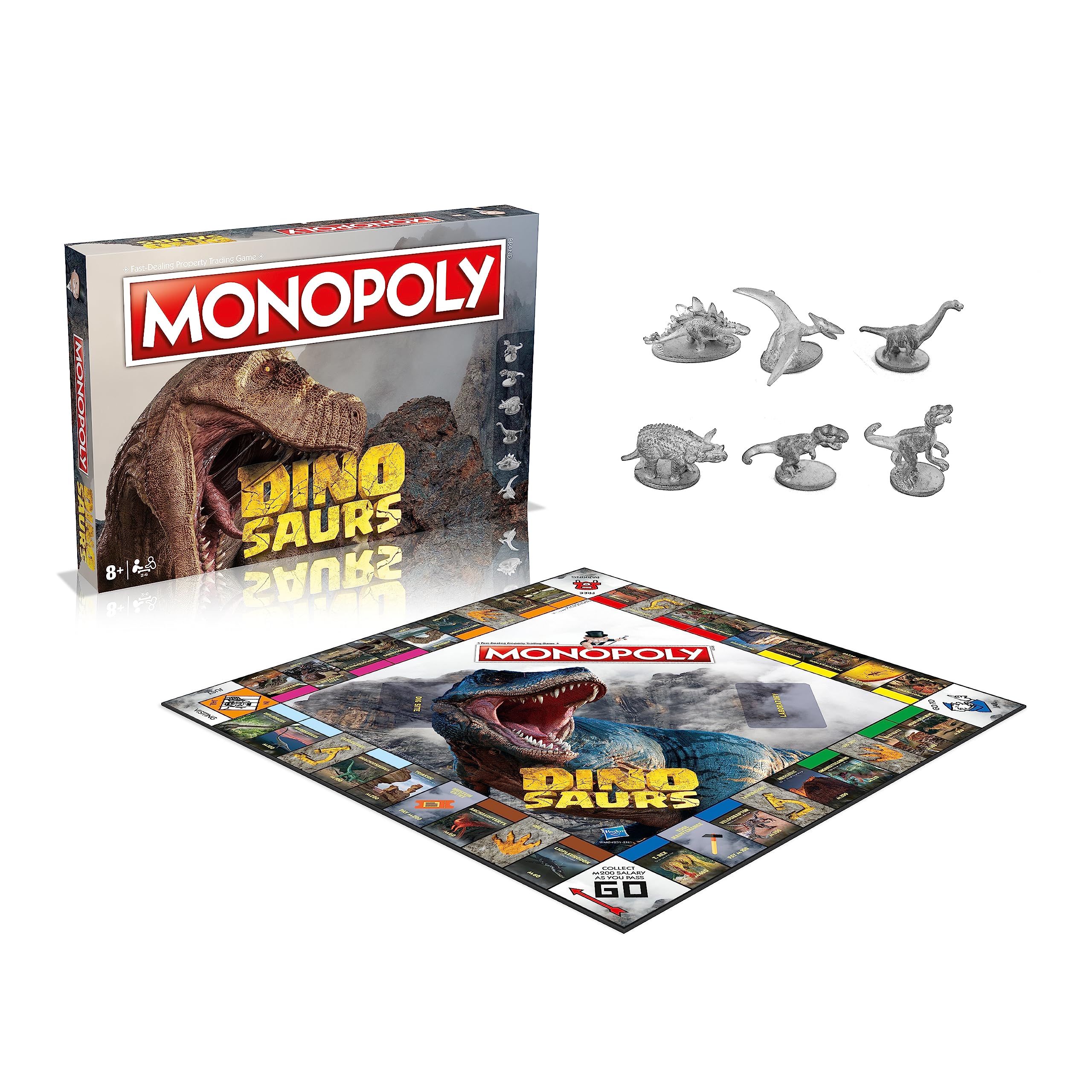 Monopoly Jeu de société Dinosaurs: Avancez vers T-Rex, Velociraptor ou Triceratops et échangez pour le succès Un excellent cadeau pour les joueurs à partir de 8 ans