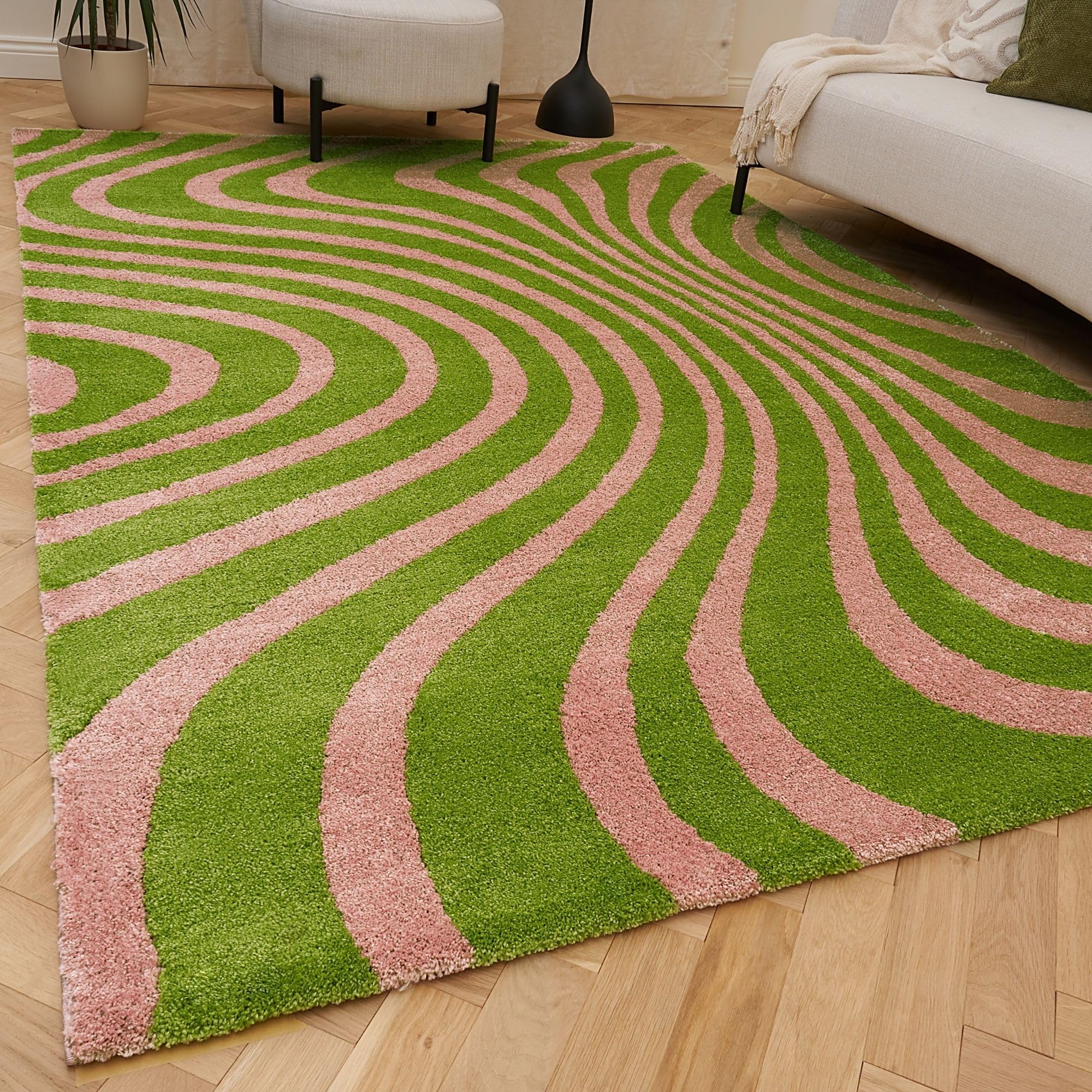 Rackhams Green/Pink Joli Striped & Rug - 200X290 Cm