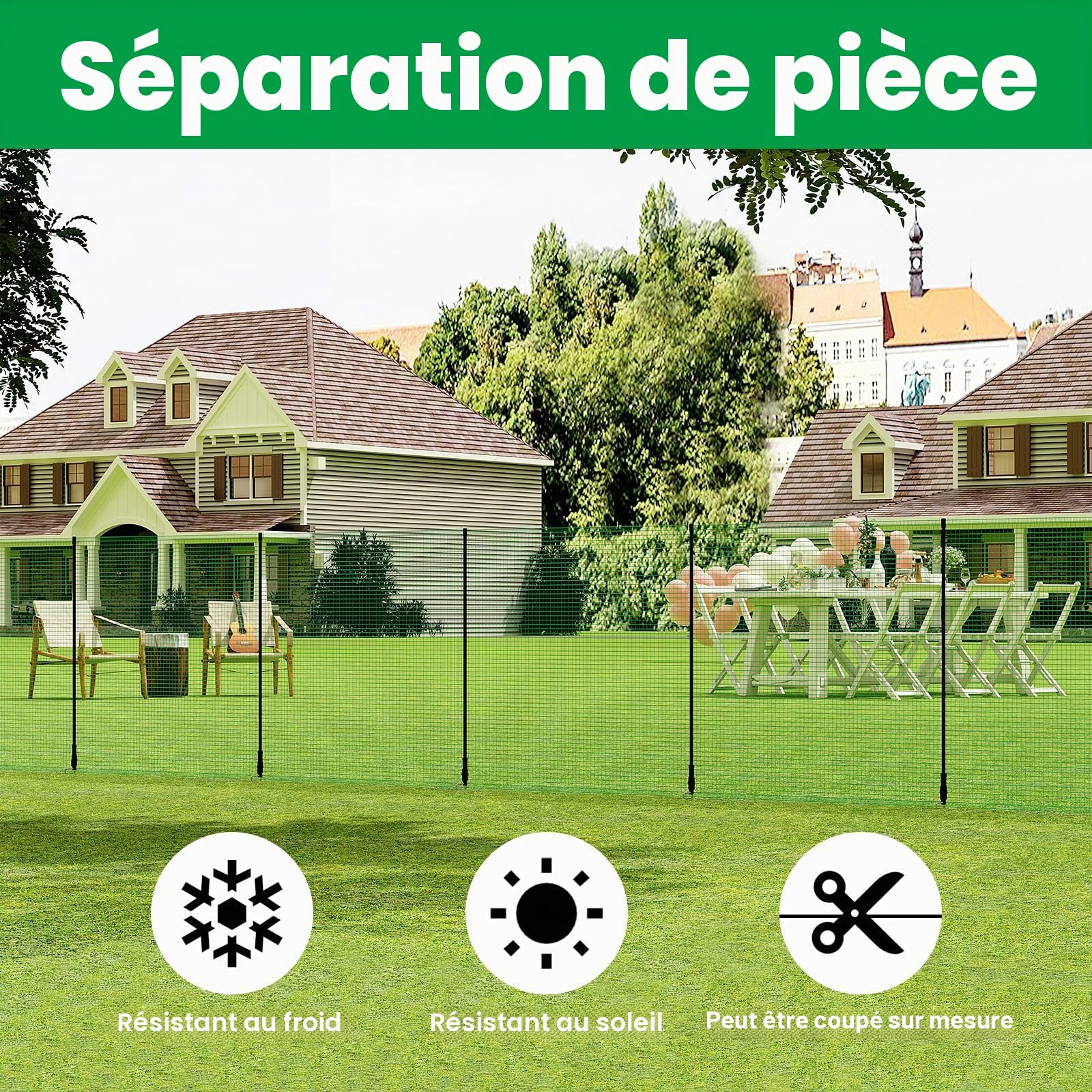 WOLTU Filet de Volière 20x1,2m, Filet Anti-Oiseaux Filet de Protection Jardin, Clôture pour Poules, avec Cordes Piquets de Terre Attaches-Câbles, 53 g/m² PE, Vert