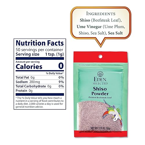 Miniatura 2 de Eden Shiso Leaf Powder, fabricado tradicionalmente en Japón, hoja de carne en escabeche, 1.76 onzas