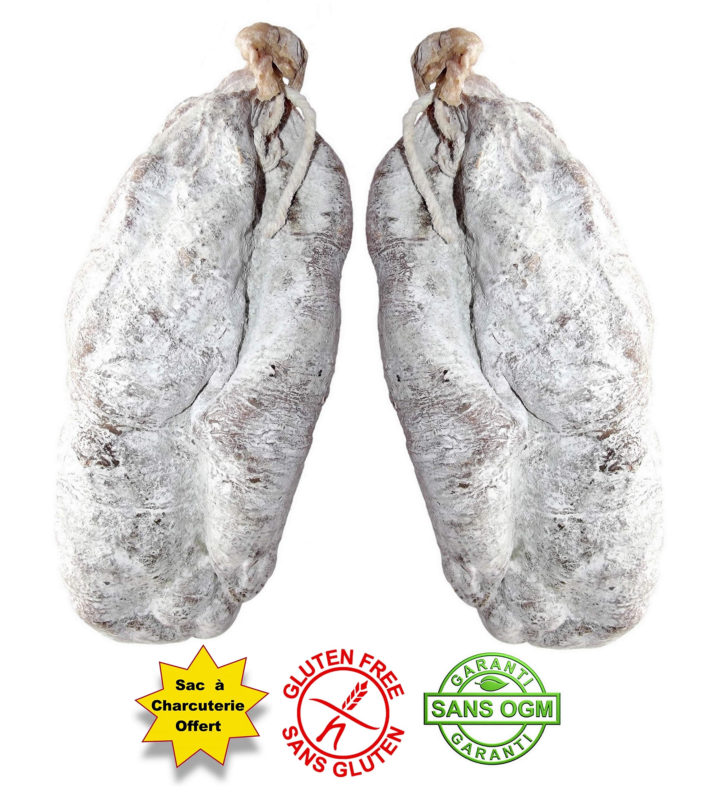 Juego de embutidos catalanes n.º 59: 2 tuercas hombro naturaleza aprox. 600 g. Bolsa de embutidos de regalo.